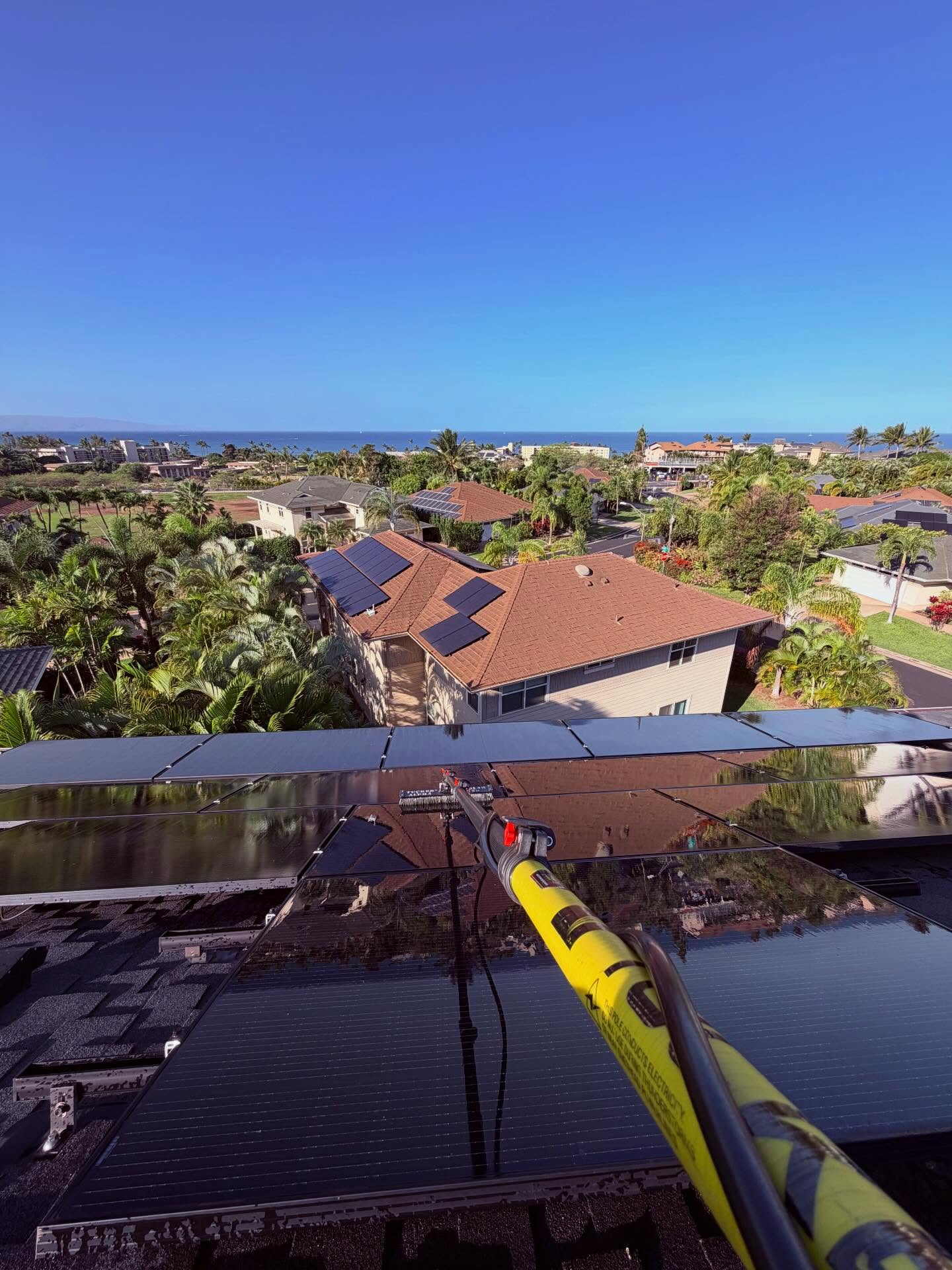 Getting those panels cleaned on a beautiful Kihei morning.