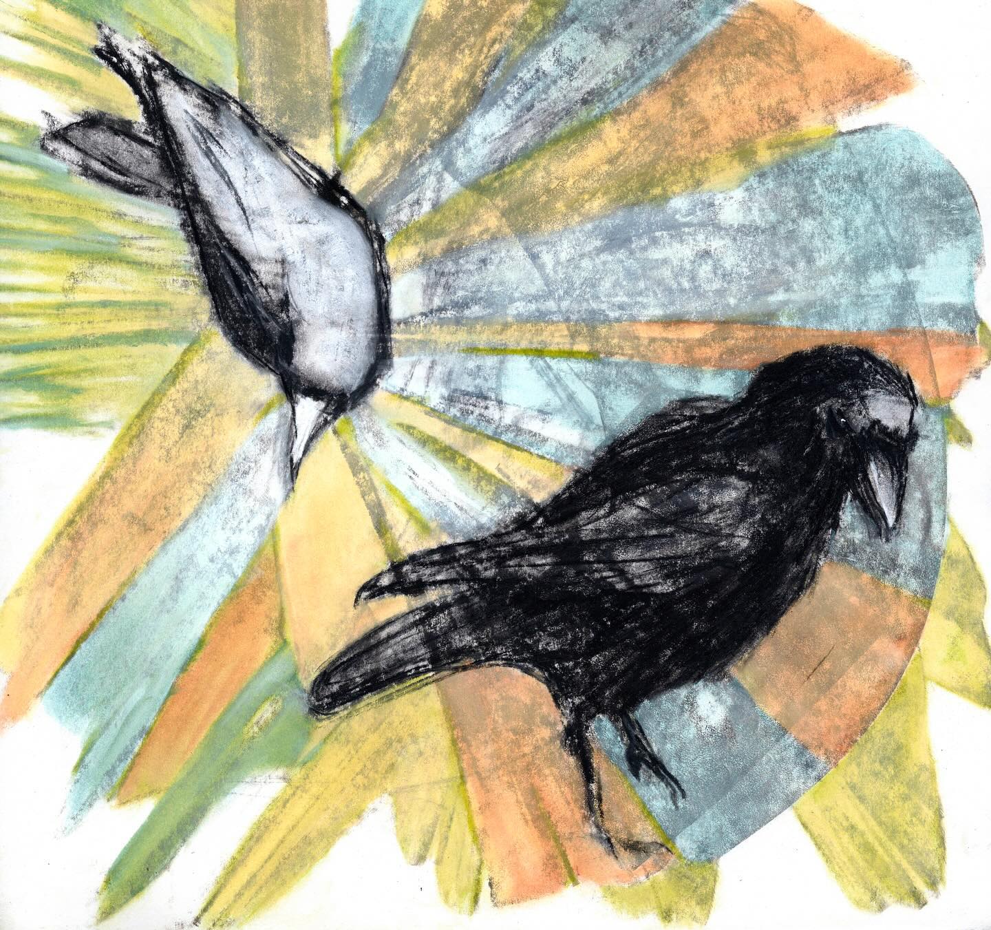 My Smithsonian membership was finally paying off — big time.
My calendar entry for Friday, October 25, at 7:30 pm read, “Drawing After Hours (Smithsonian Associates). Natural History Museum, entrance on Constitution Avenue and 10th.” A members-only session, with — I immediately imagined — the promise of having the museum all to ourselves.
Our final stop of the evening was back on the Museum’s ground floor. The corridor seemed hardly a destination at all, tucked next to the staff-only research wings — well away from the main galleries.
But there, in the old-world display cases, we came upon the Birds of DC collection. Here, I found my crows.
This was my final drawing from the after-hours evening of drawing at the Museum. I sketched them quickly, using charcoal on paper I’d prepared with brayer and paint. At home, in the light of day, the crows from the Birds of DC collection screamed the loudest — Finish me!
#drawingsmatter #internationalartistday #smithsonianmuseumofnaturalhistory