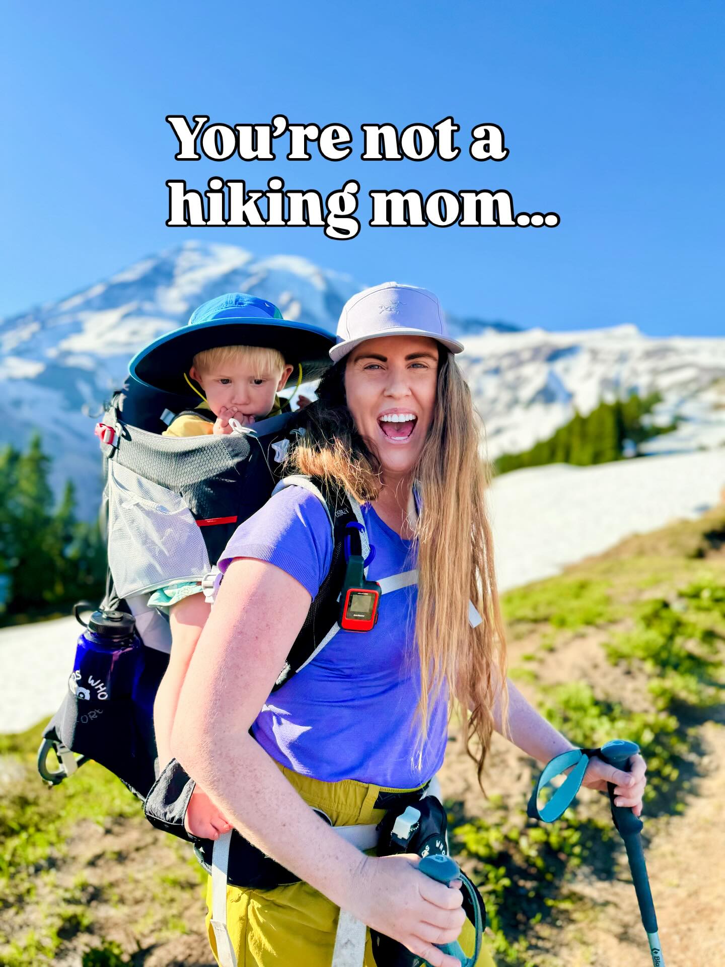 The outrageous commentary from others defining what a hike is and telling you that you’re not really hiking is getting a bit old. You are wearing humans, packing all the mental and physical load. It takes courage to be out on a trail with kids. Even if it’s a local park or steps beyond your door. Remember… you’re a hiking mom.
You choose your own version of hiking just like motherhood.
I have some HIKING trail recs for you in Rainier National Park, just comment “Rainier” and I’ll dm you my list of kid-friendly trails.