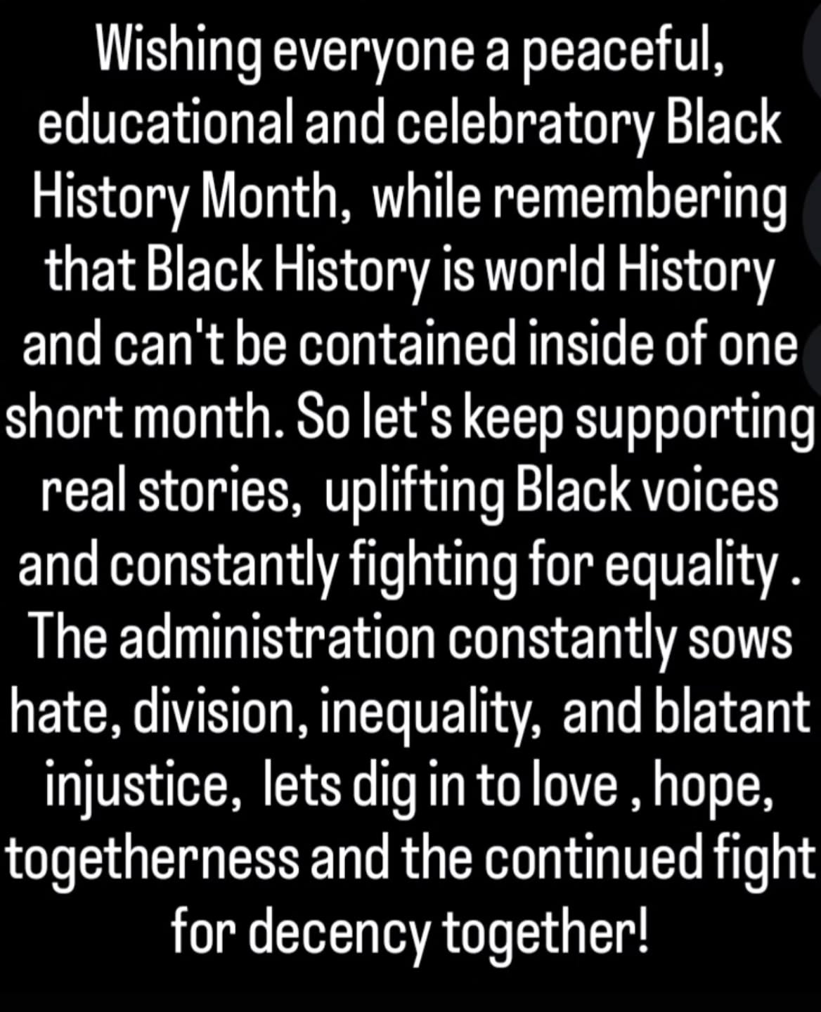 Sending love and a fighting spirit to all! Let's celebrate Black stories amd real together!