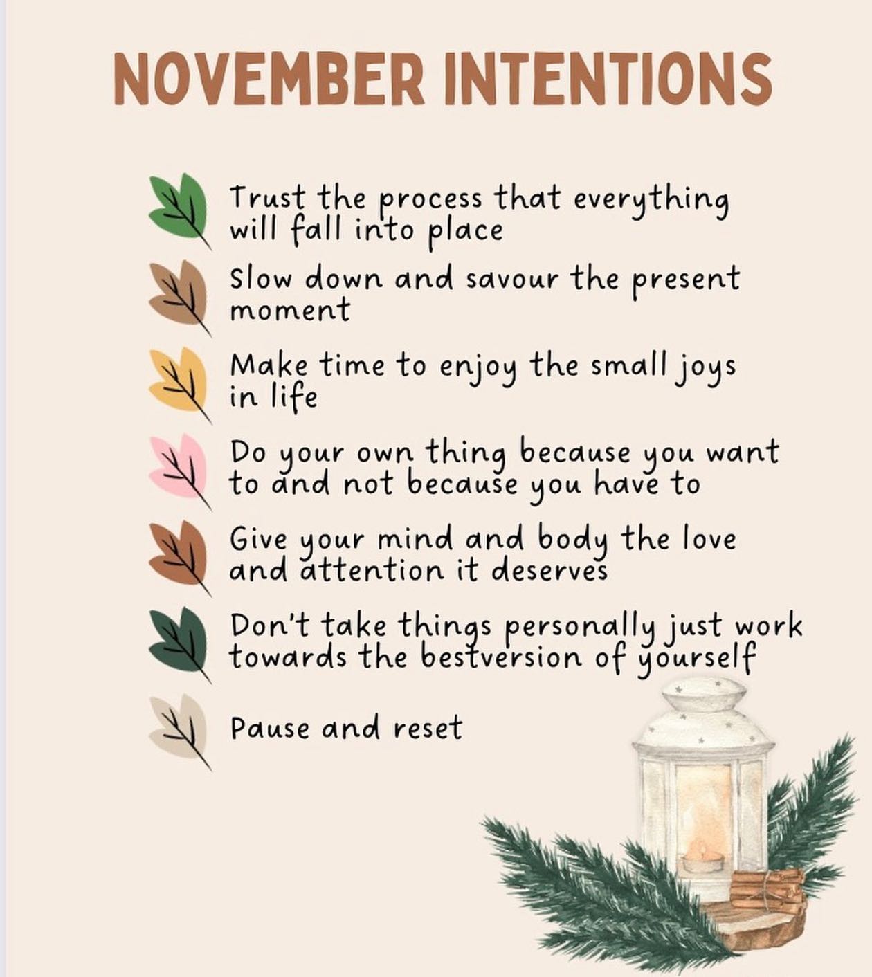 November intensions ##relax##peace within##