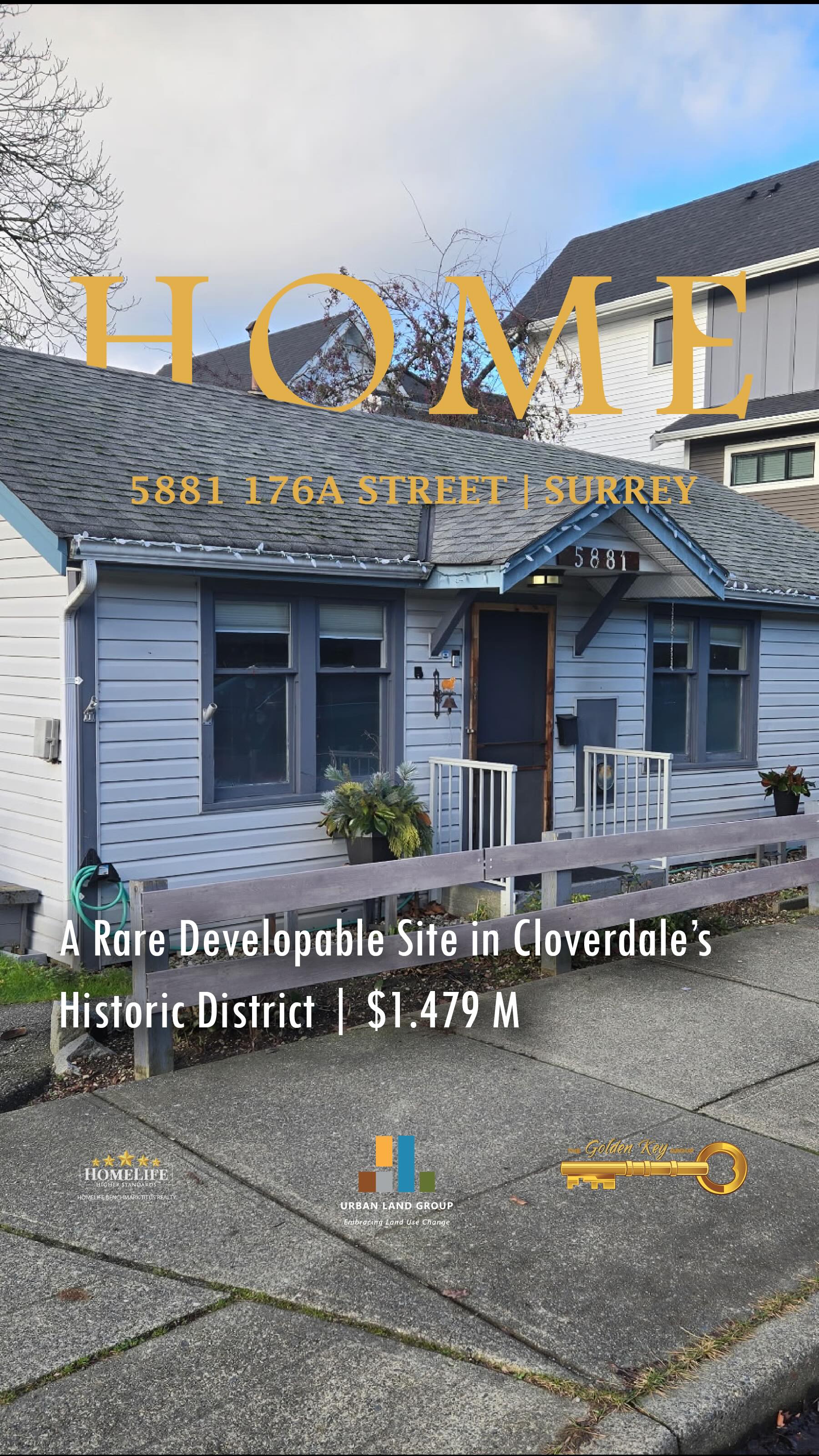 New Listing in Cloverdale Historic District!
.
📍5881 176A Street
Asking $1,479,000
.
A charming, well-maintained bungalow on one of the few remaining developable lots in Cloverdale’s Historic District. Sitting on an 8,298 sq ft lot with 66’ frontage, this property offers exciting Low-Rise Mixed-Use (4-storey) potential while still being perfect to live in or hold. A rare opportunity for homeowners, investors, and developers alike.
.
Don’t miss this opportunity and book your private appointment today!
The Golden Key Group
📞 Scotty Romey 604.723.7653
📞 Grace Luzande 778.628.4530
📞 Kevin Banting 604.440.7608
Homelife Benchmark Titus Realty
🎥 Video by: @graceluzande
#CloverdaleRealEstate
#DevelopmentOpportunity
#BCRealEstate
#InvestmentProperty
#HistoricCloverdale