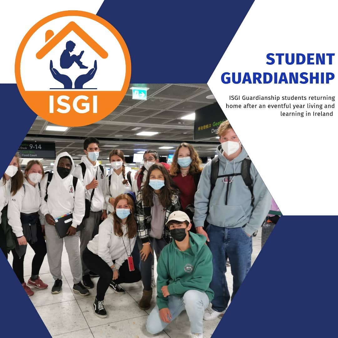 Our sister company, Guardianship Ireland, is dedicated to the safeguarding of students throughout their time living and studying in Ireland. We cater for both highschool students and university students under 18.
Here you see some of our 2020/2021 students safely arriving and getting ready to fly home from Dublin airport.
To learn more about our guardianship service, get in touch today. Further details can be found via our dedicated website
www.guardianshipireland.ie