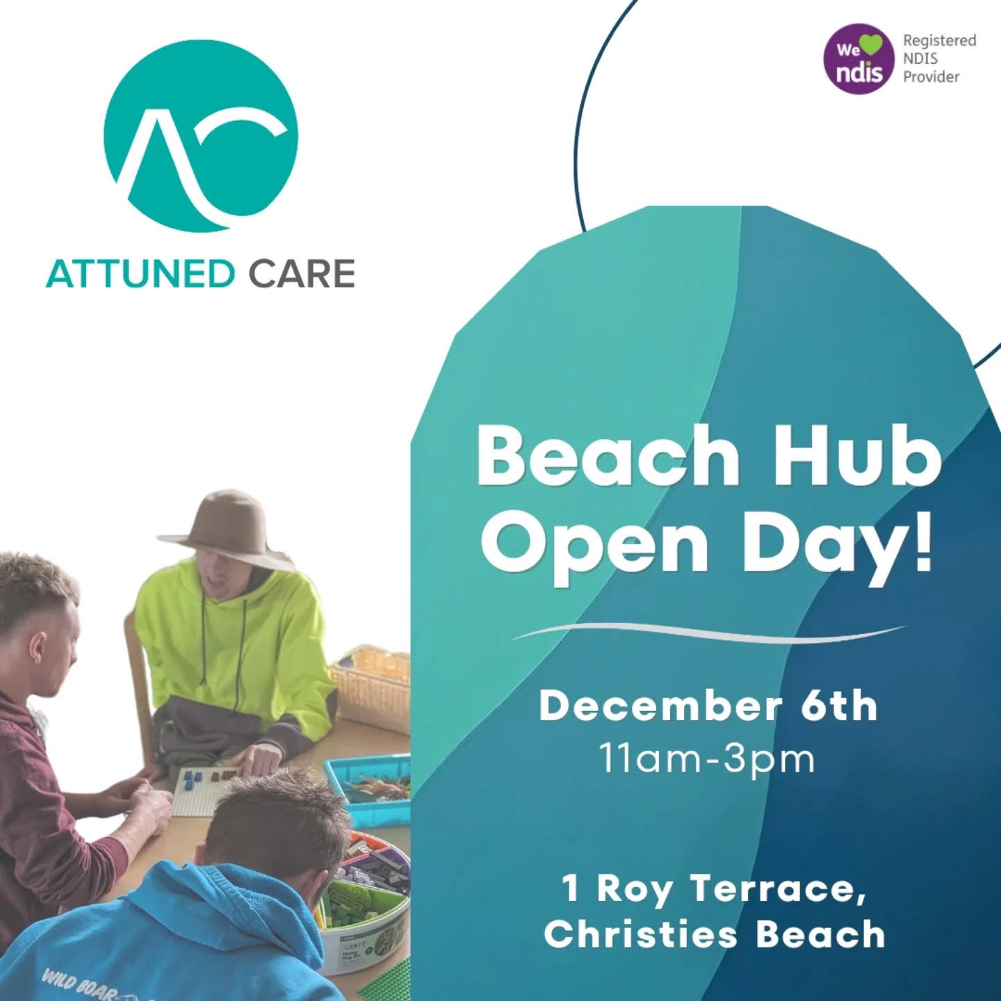 Join us for the Open Day of our new Disability Day Options Hub! 🎉
Come and explore our Beach Hub, meet our friendly team, and learn how our services can support individuals with disabilities to thrive in a safe, engaging, and inclusive environment. Open from 11am until 3pm.
.
.
.
.
.
.
.
.
.
#registeredprovider #NDIS #UnleashCreativity #BreakingBarriers #SupportingTalent #abilitynotdisability #disabilityservicesadelaide #communitysupport #autismawareness #disabilitysupport #ndisadelaide #smallbusinessaustralia #dayoptions #farmlife #gardeningaustralia #ndissupport #communityaccess #smallbusinessadelaide #smallbusinessowner #supportworker #disabilityinclusion #attunedcare #adelaidedisabilitycare #disabilityservicesadelaide #myadventures #ndis #ndisprovider #gosouthgolocal