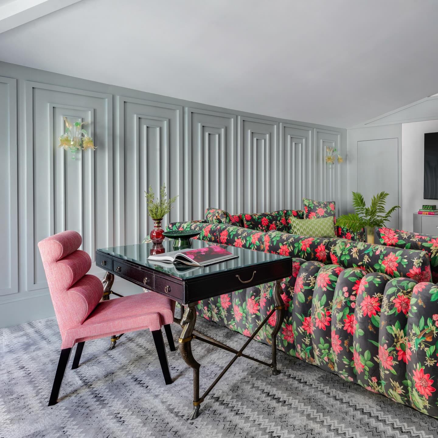 This Diva Den was designed as a private retreat! A space created exclusively for our client to unwind, create, and feel completely herself. Every detail was intentionally curated to reflect confidence, individuality, and refined glamour.
Through a thoughtful layering of rich color, expressive pattern, and tactile texture, the room feels bold yet polished. Custom upholstery, sculptural furnishings, and tailored millwork work together to create an environment that is both indulgent and inviting.
A room designed not just to stand out, but to feel deeply personal and beautifully considered.
Interior Design: @lindseymillerinteriors
Builder: @pastervanpattenconstruction
Architect: @joseph.spierer.architects Photos: @mellon_studio
#LuxuryInteriors
#HighEndDesign
#BespokeInteriors
#CollectedInteriors
#DesignWithPersonality
StatementInteriors
LayeredDesign
ColorAndTexture
PatternPlay
BoldInteriors
CustomDesign
ResidentialDesign
InteriorInspiration
DesignDetails
LuxuryLifestyle