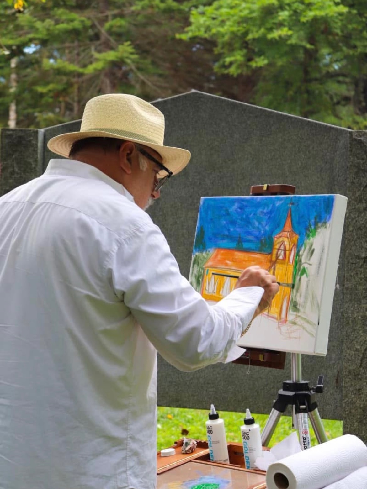 It is with heavy hearts that we share the news of the passing of Gerard Godin, who was an Artist in Residence on Beaubears Island during the summer of 2022 as part of the Miramichi Art Core.
During his time here, Gerard spent many hours with our staff and on the Island, thoughtfully capturing its beauty through his work. His art reflected the quiet charm and spirit of Beaubears, and helped others see the landscape through his eyes.
We are grateful for the time Gerard spent with us and extend our sincere condolences to his family, friends, and the Miramichi arts community.
May he rest in peace. ❤️