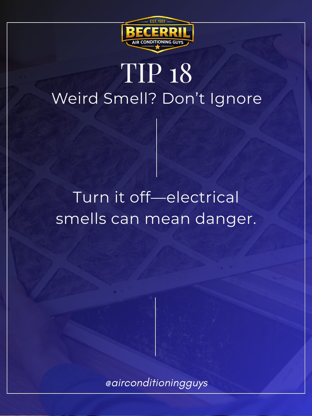 ⚡👃🚨 Weird smell? Don’t ignore! Turn it off—electrical smells can mean danger. 📩 DM us if unsure.
#ElCentro #ImperialValley #HomeSafety #HVAC #ACRepair #acguys