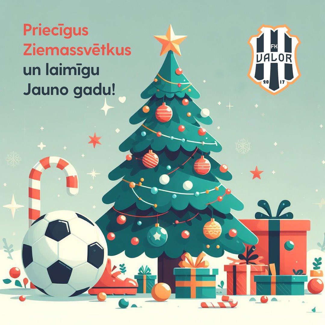 @fkvalor novēl priecīgus, mierpilnus, ģimeniskus Ziemassvētkus un panākumiem ražīgu jauno 2024 gadu! 🎇🎁🎉