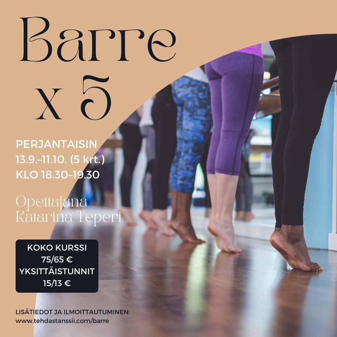 Suuntaa syksyyn Barren antamin siivin! 🍂 Järjestämme tanssin harrastajien ja muiden liikkujien syysiltojen iloksi viiden kerran Barre-kurssin perjantaisin 13.9.–11.10.2024 klo 18.30–19.30. Kurssin opettajana toimii jo monille tuttu, ihana ja innostava Katarina Teperi. 🥰
Barre-tunnit ovat tehokkaita koko kehon treenejä, jotka tehdään balettitankoa eli barrea ja erilaisia pienvälineitä apuna käyttäen. Pakarat, reidet ja keskivartalo vahvistuvat barre-tunnilla, ryhtisi paranee ja saat tunneilla opituista liikkeistä apua myös arjessa kehon tukilihasten vahvistumisen myötä. Barre perustuu klassisen baletin tankoharjoitteluun, pilatekseen sekä Lotte Berkin metodiin, joka yhdistää kuntoutusta ja baletin tekniikkaharjoittelua. 👣🩰💪
Barre sopii ihan kaikille, eikä vaadi tanssitaustaa tai aiempaa kokemusta lajista. Voit ilmoittautua joko koko kurssille tai yksittäisille tunneille. Tervetuloa mukaan iloiseen seuraamme liikkumaan! 😊
Barren lyhytkurssi pähkinänkuoressa: 🥜
📅 Perjantaisin 13.9.–11.10.2024 klo 18.30–19.30 (5 krt.)
📍 Sibelius-opiston tanssisali, Keinusaarentie 2, Hämeenlinna (entinen Pohjantähden kiinteistö)
💰 Hinta: koko kurssi 75 € (yhdistyksen jäsenet 65 €), yksittäistunnit 15 € (jäsenet 13 €)
💌 Ilmoittautumaan pääset nettisivuillamme:
www.tehdastanssii.fi/barre
Huom! Viimeinen ilmoittautumispäivä sekä koko kurssille että yksittäisille tunneille on ma 9.9.!
Yhteistyössä: @sibeliusopisto 😘
#tehdastanssii #barre #visithameenlinna #visithame
@katarinateperi
