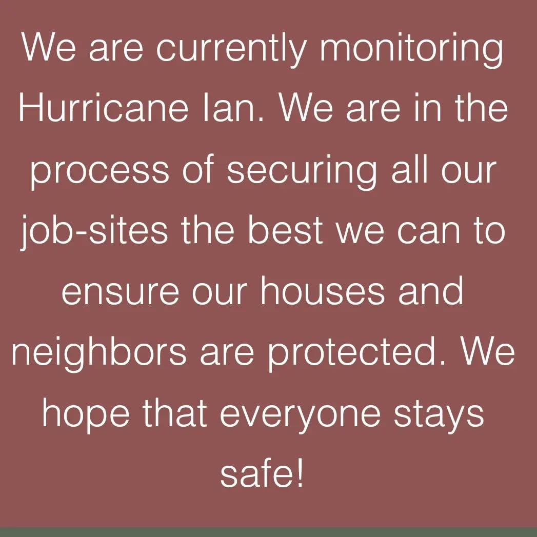 We are taking all the necessary precautions to make sure our job-sites are secure in the event Hurricane Ian decides to pay us a visit. Please stay safe everyone!
.
.
.
.
#qualityhomesofpc #hurricaneprep #hurricaneian