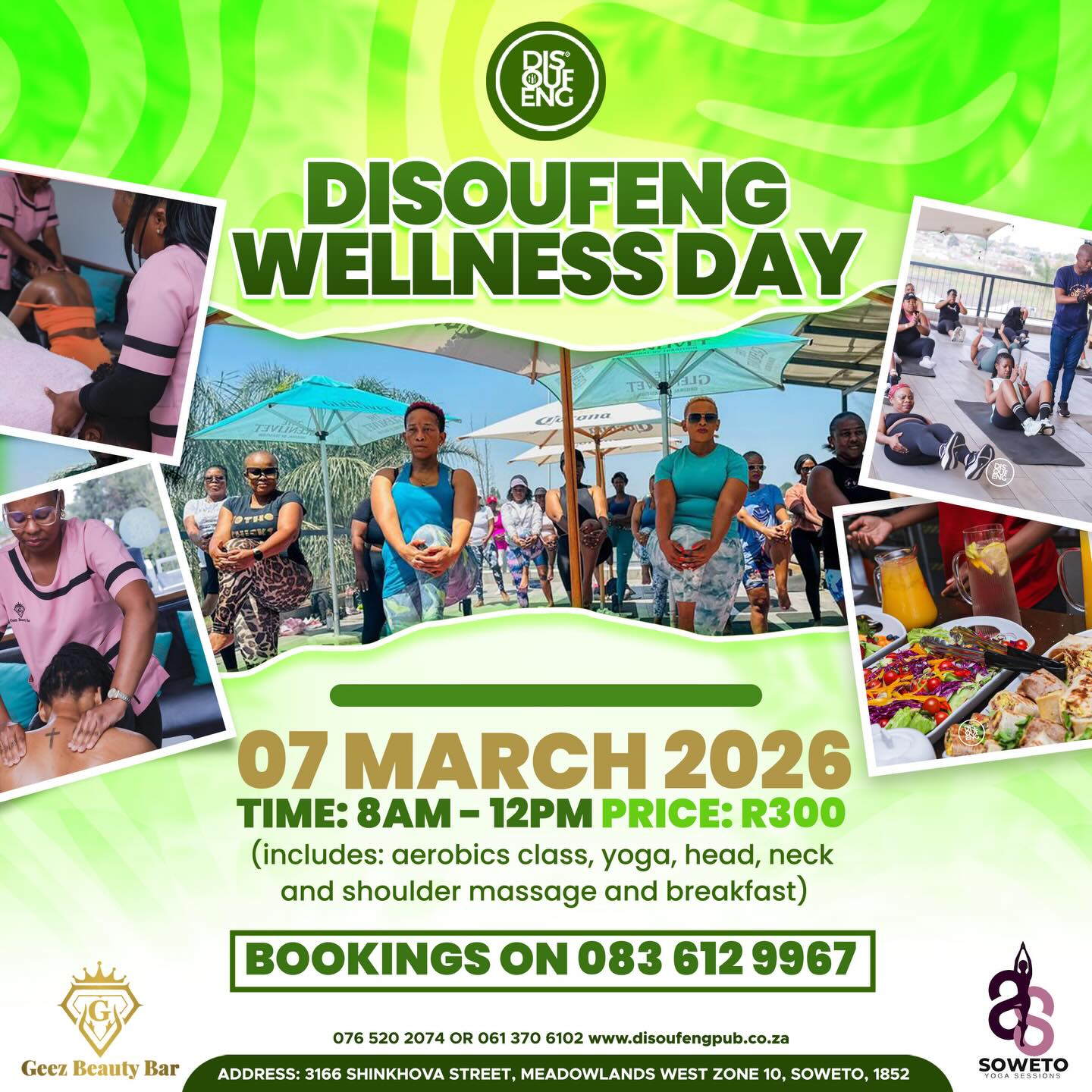“🧘♀️Nurturing yourself is not selfish – it’s essential to your survival and your wellbeing.”💫
Save the date and join us for a wellness day
📆: 07 March 2026
🎟️: R300
⏱️: 08:00am- 12:00pm
For bookings 0836129967