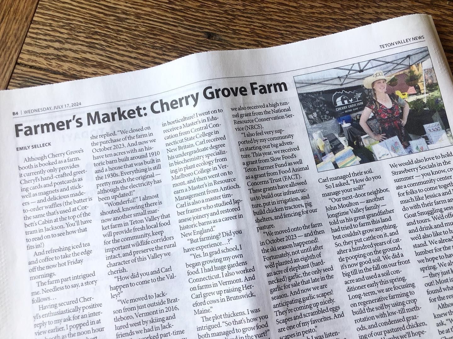 Made the local @tetonvalleynews for the @tetonvalleyfarmers market! Loving my community, so grateful!