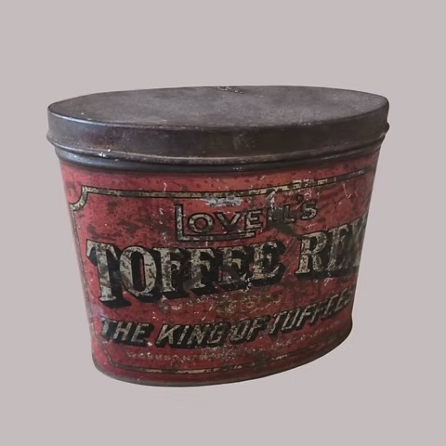 Vintage Lovell’s Toffee Ration Tin – “The King of Toffees” – Early 20th Century | https://share.google/NyhxrOtZmdmC2gpnF #stufftoyouandme