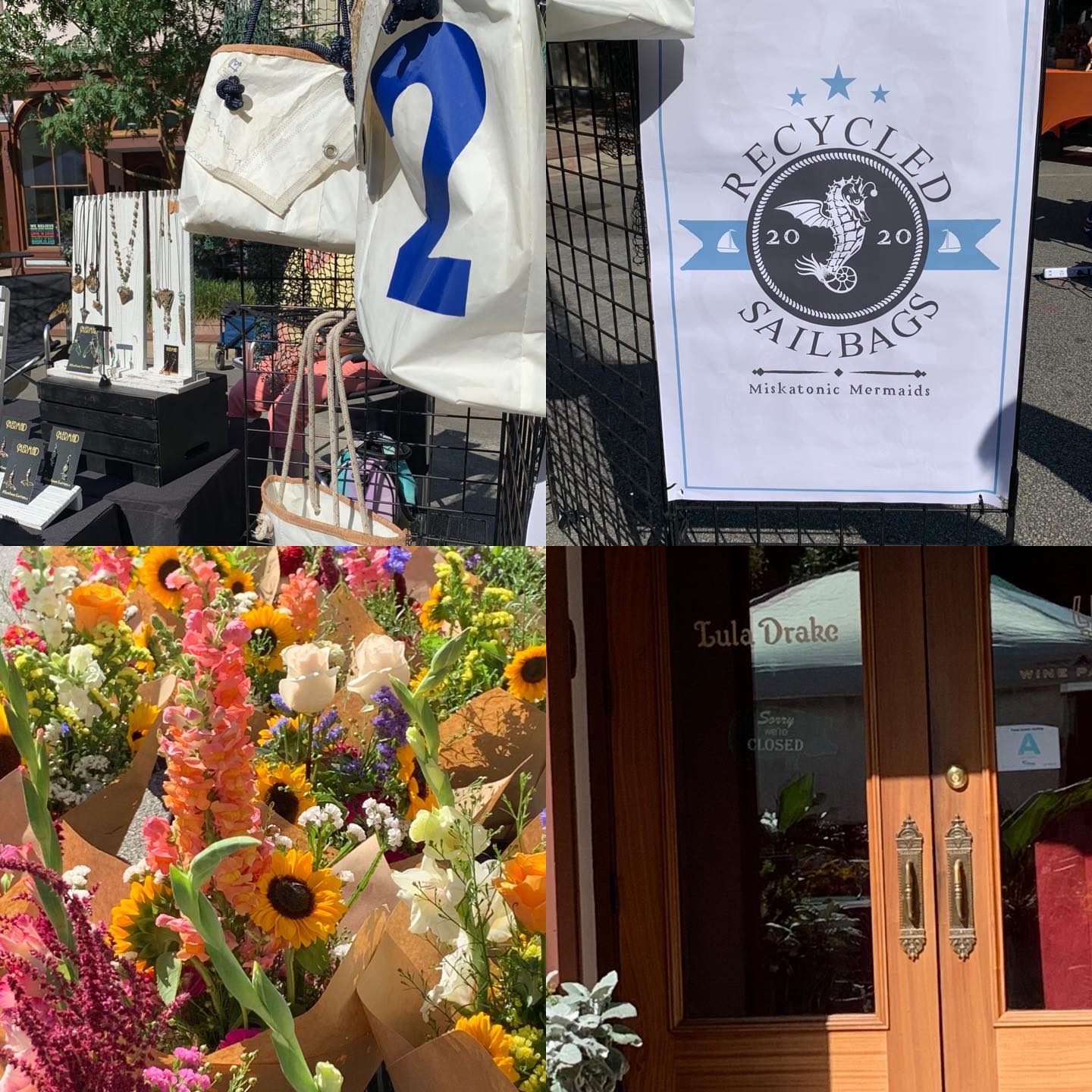❤️ We are at Soda City Market today!! Stop by if you are out, we are across from Lula Drake Wine Parlour and next to Vang Flowers-beautiful morning ❤️ @miskatonicmermaids @luladrake @sodacitysc #recycledsailbags #mermaidjewelry #fossiljewelry