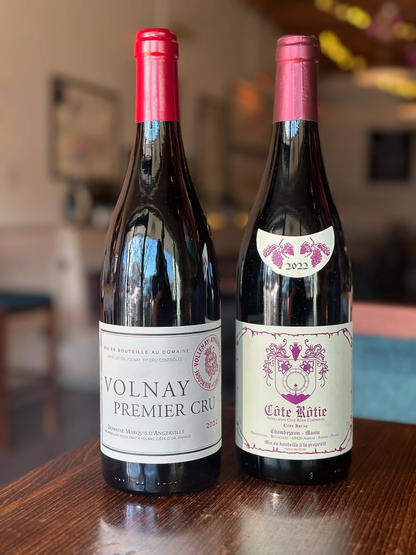 We’re always thrilled to discover new producers and to share their wines with you. It’s worth remembering that today’s inspiration often traces back to the innovators of their time… even when that time was more than 200 years ago! You’ll now find both of these inspirations on our bottle list.
✨Domaine Marquis d’Angerville was among the first estates in Burgundy to bottle its own wines, a radical move in the region before the mid-20th century. This Pinot Noir, drawn from two Premier Cru parcels in Volnay, is the epitome of quiet elegance—like a perfectly tailored black dress. Red cherry, wild rose, and freshly turned earth come together in an approachable expression of the domaine’s legacy, its limestone-rich terroir, and its unwavering commitment to minimal intervention.
And then, something a little more brooding…
✨ From the Northern Rhône, the Domaine Chambeyron-Manin Côte-Rôtie. Not an ancient domaine, but a serious one that is rooted in a family farming tradition that spans both vineyards and vegetable gardens. Today, that focus is distilled into a single half-hectare parcel of old-vine Sérine on the iron-rich slopes of the Côte Brune. Low yields, native-yeast fermentations in concrete, gentle extraction, and long élevage in large-format barrels result in a wine built on structure, restraint, and site expression rather than scale. Think plum, black pepper, wildflowers, and a touch of smokey minerals.