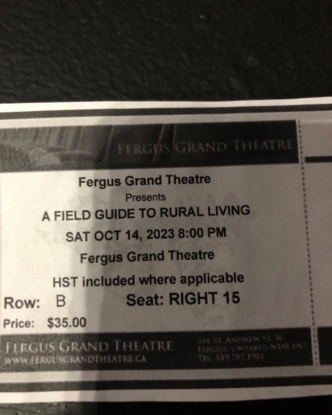 Excited to see Dan Needles, author of Wingfield tonight at the Fergus Grand Theatre