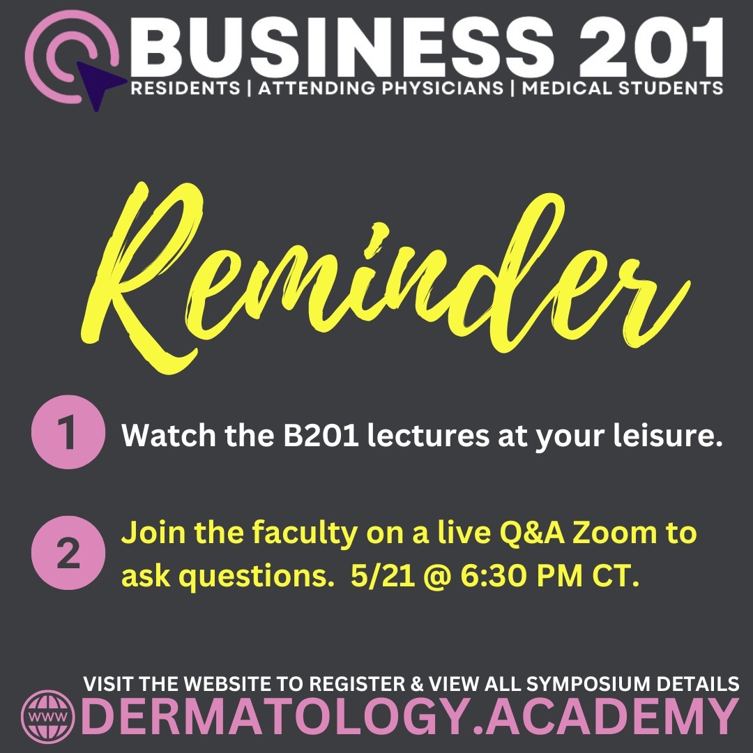 The Business 201 live Q&A Zoom is scheduled for 5/21 at 6:30 PM CT. Visit the website to view the lectures and to register for the Q&A session.
We hope to see you online!
@clay_cockerell
@youracademy101