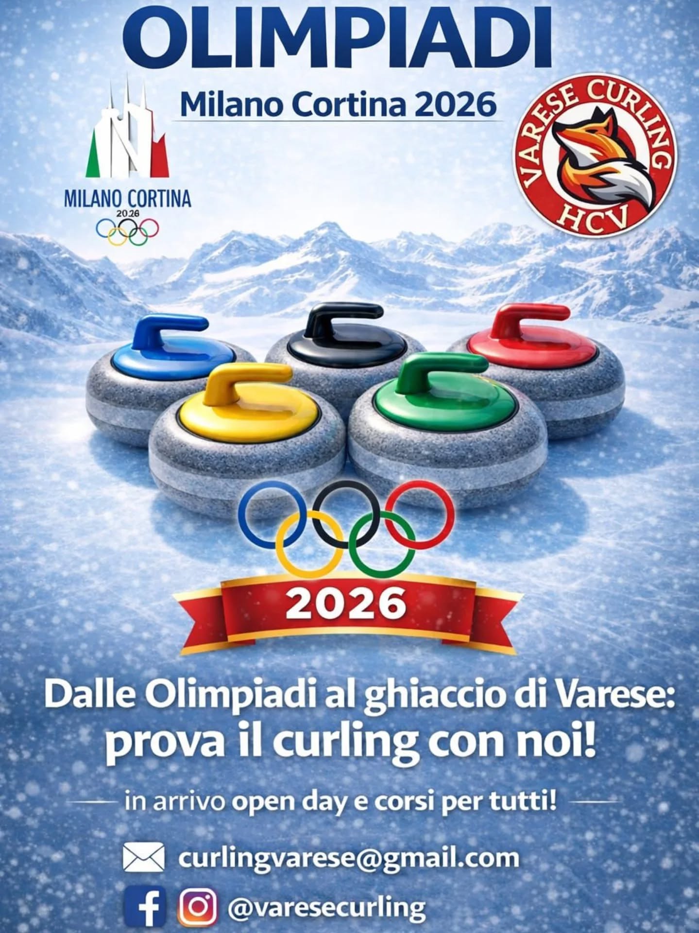 🔥 STA PER INIZIARE L’AVVENTURA OLIMPICA! 🔥
Il curling scende sul ghiaccio di Milano Cortina 2026 🇮🇹🥌
Guarda le partite, tifa azzurro, scopri uno sport fatto di strategia, precisione e gioco di squadra…
👉 e poi vieni a provarlo con noi!
Il curling non è solo Olimpiadi: è divertimento, amicizia e passione sul ghiaccio 💙
Ti aspettiamo per muovere i primi stone insieme!
📩 Scrivici in DM o su curlingvarese@gmail.com per info e prove
📍 Varese Curling HCV
#milanocortina2026 #olimpiadi Curling igersvarese varesenews