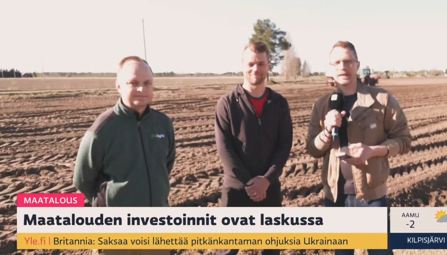 Ylen Aamu TV:ssä puhuttiin tänään maatalouden investoinninneista. Toimittaja vieraili Tyrnävän HG-alueella siemenperunapellolla. Juttu tuli ulos klo 8:24 jos/kun haluat vilkaista😉👍 #tyrnävä #maatalous #siemenperuna #suomi #finland