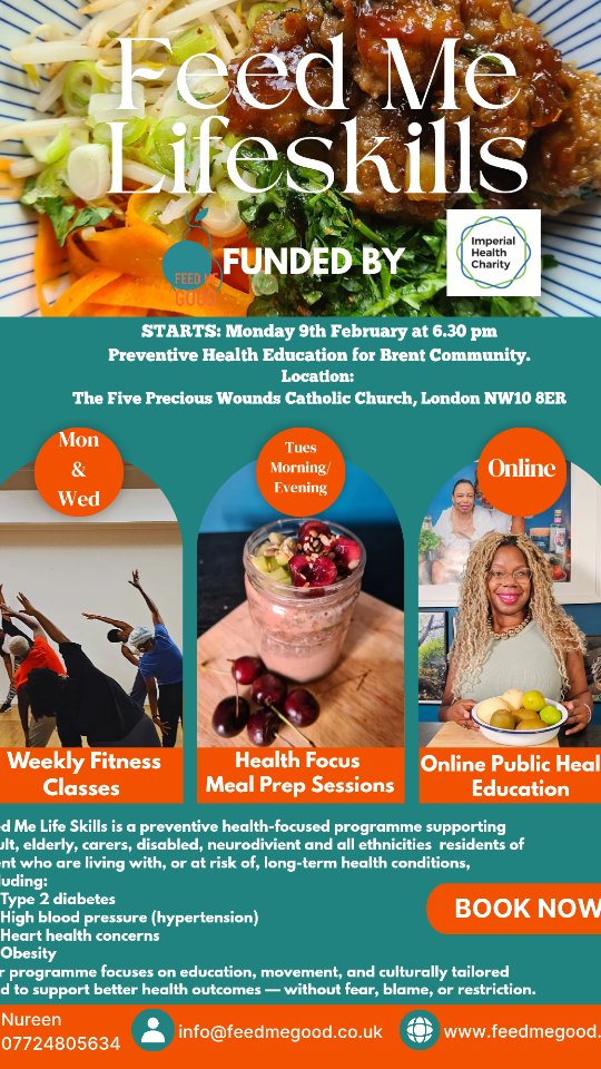 New Preventative Healthcare Programme For Brent Residents, starting on Monday 9th February at 6.30pm at Five Precious Wounds Catholic Church on Brentfield Road.
#health #community #healthcare #prevention #diabetes