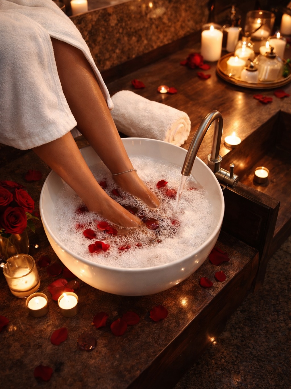 A Valentines Day treat like no other ❤️🍫
Our Cocoa Cloud Pedicure is a deeply nourishing ritual designed to soften, smooth, and revive.
Enjoy a warm cocoa foot soak, exfoliation, nourishing chocolate foot mask, and a relaxing cocoa butter foot massage, all finished with your chosen polish.
Perfect for Valentine’s self-care.
Limited Edition 📅 Limited availability
Contact us on WhatsApp to book or give us a call 🌹