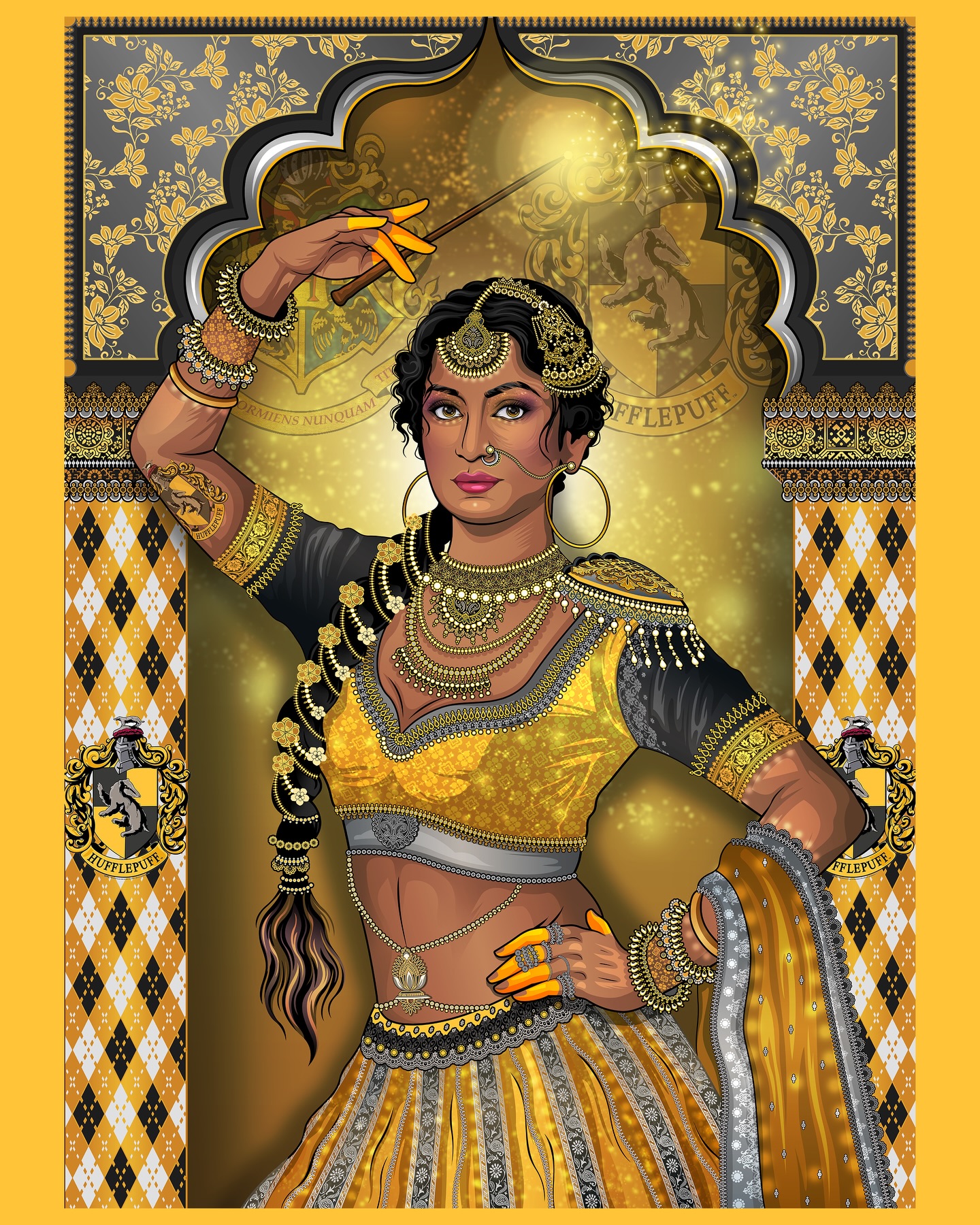 HUFFLEPUFF | HP MAHARANI SERIES - The Loyal 🦡💛
A series of custom maharanis I’ve ben meaning to do for such a long time. Being an avid Harry Potter fan for a long time, since the beginning, it shouldn’t have taken me this long but mans been busy!! LOL
Each maharani is specially illustrated with their traits in mind, with beautiful unique outfits as always, keeping to theme. Given there will also be a Harry Potter series coming out… at some point, this could potentially be a series that expands in the future, however, I wanted to create these individual maharanis first. BUT… what about, the one… A maharani that encapsulates all of the 4 houses in 1? Hmm… yes this is a big part of my dorky side.
For now, enjoy! Play nice & drop your house in the comments below, SLYTHERIN FOREVER!! Lets go! #vikkainthart #harrypotter #hogwarts #maharani