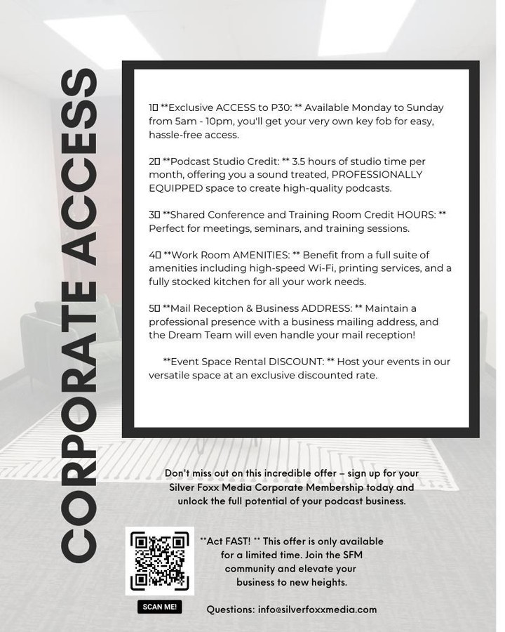 The combination of two great things. P30 and SFM have joined forces to grant Podcasters access to P30 and Postbrook Studio! Check out the benefits and join the community! Questions: info@silverfoxxmedia.com