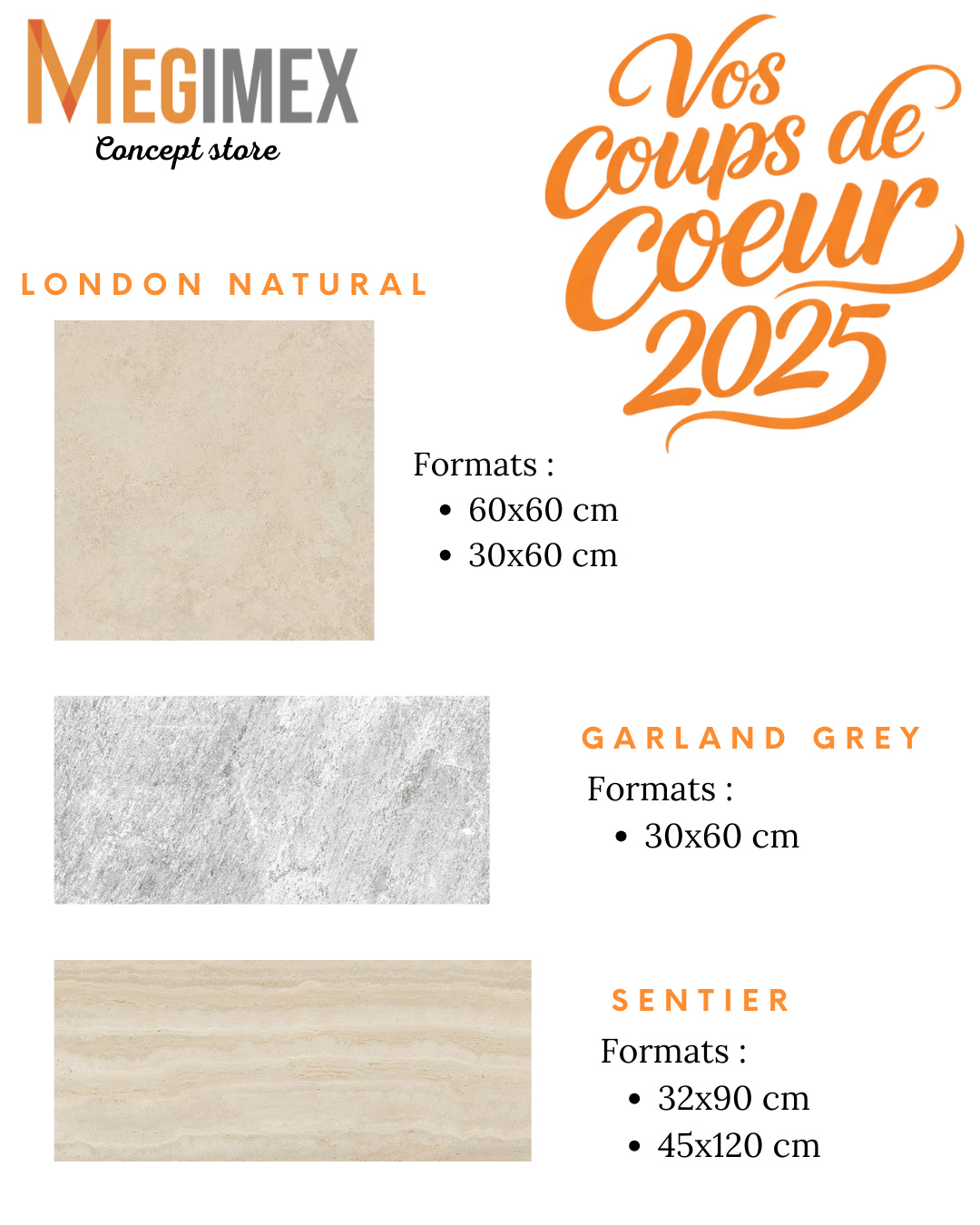 Vos coups de cœur 2025
Des carreaux qui ont fait la différence et qui ont sublimé tous les espaces.
London Natural – effet travertin , décliné en plusieurs formats, idéal pour un style élégant et intemporel.
Garland Grey – effet pierre antidérapant, format 30×60 cm, parfait pour les zones à fort passage et les extérieurs.
Sentier – effet travertin, formats 32×90 cm et 45×120 cm, pour une ambiance naturelle et chaleureuse.
Qualité, esthétique et performance ont été réunies pour vos projets 2025.
#carrelage #ventes2025 #effetpierre #travertin #renovation #construction #designinterieur #carrelageinterieur #carrelageexterieur #amenagement #guadeloupe