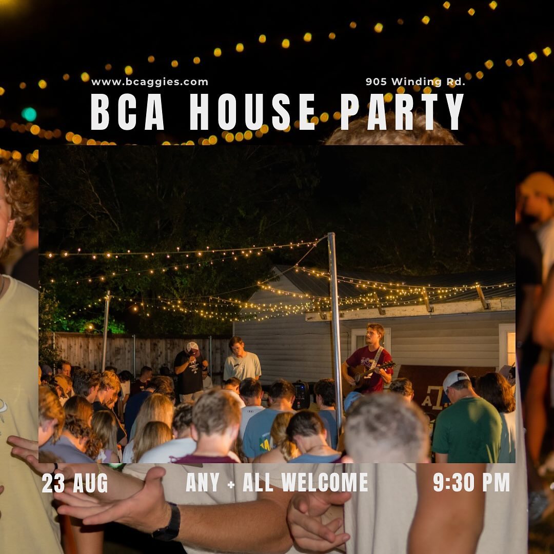 BCA HOUSE PARTY! TONIGHT! Games, music, and great conversation - bring a friend and come on out!
- 9:30pm
- 905 Winding Rd