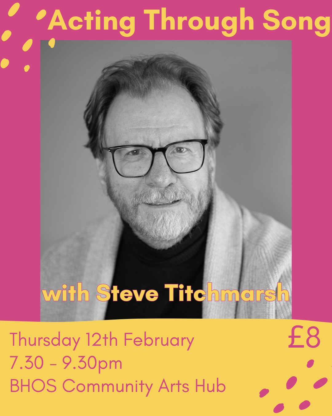 Our New Year workshops continue into February with Steve Titchmarsh leading an Acting Through Song workshop next week!
Just £8 and open to all!
#bhoscommunityartshub #actingthroughsong #brightonmusicaltheatre