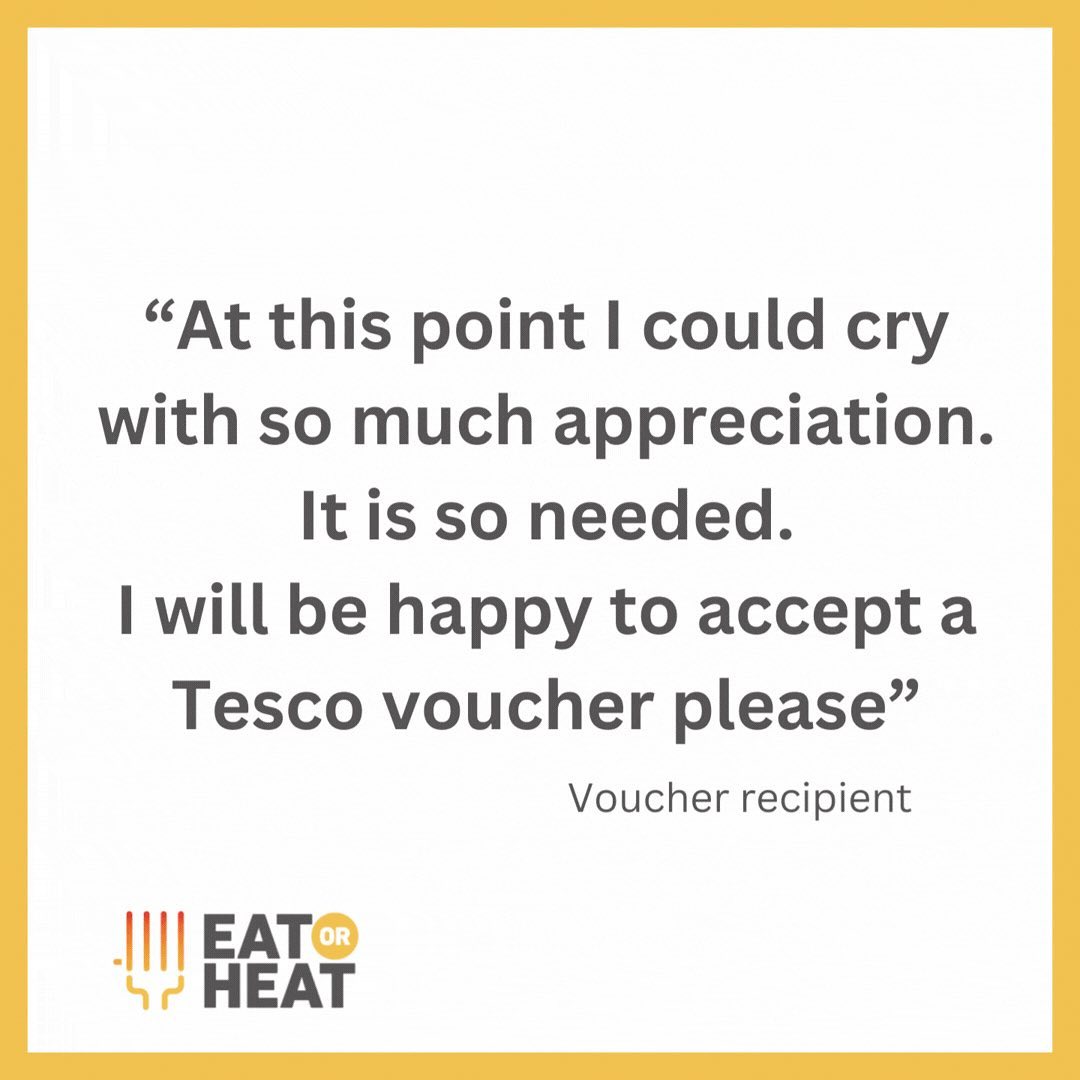 Something a bit different from us this Valentine’s Day.
We’ve been helping C Supplies create a campaign to support people in the UK who are having to decide whether to eat, or to heat their homes.
It supports those most in need by giving them a £25 food or fuel voucher. When you are in that position, the impact of receiving £25 can be huge.
Last week, C Supplies received this message from a charity who put forward a lady for a £25 voucher:
“If anyone is in any doubt about the impact of a £25 e card, here is the response from someone last night. Thank you so much for setting it up”.
The recipient wrote:
“At this point I could cry with so much appreciation. It is so needed. I will be happy to accept a Tesco voucher please”.
You can find out more about the campaign here -
https://www.eatorheat.com
An appeal has been launched for any donation to help, however much you can spare. It will then go directly to giving £25 food or fuel vouchers to people who are having to choose between eating or heating.
Thanks for your love and support.
#eatorheat #makeadifference #helpothers #shakethingsup #fundraiser #support #supportpeople #foodpoverty #fuelpoverty #valentinesday