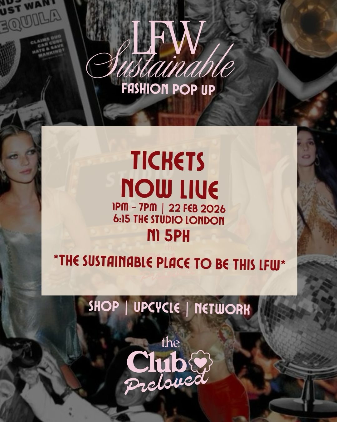 🪩 FREE Entry Tickets are now officially LIVE for the Club Preloved LFW Studio Pop-Up, but spaces are limited so grab you’re before they’re gone!
One East London canal-side studio. Seven standout sustainable brands. A room full of people who actually care about fashion’s future.
If you’re into vintage, preloved, upcycled fashion, conscious shopping and discovering some VERY cool brands, then this is for you.
Your moment to shop IRL with:
@milovogue | bold upcycled + vintage womenswear
@sistersister.preloved | premium preloved wardrobe staples
@ziyou.studio | gender-neutral power tailoring
@lost_in_roses_ | rare designer vintage + accessories
@posieco__ | recycled fabric handmade bags
@etherealtreasuresss | vintage jewellery + antique watches
@_sarafina_m | statement upcycled suits
✨ PLUS book exclusive upcycling workshops with @milovogue
Hands-on, small group sessions (only 8 spaces per workshop) where you’ll learn real upcycling skills and create something unique. If you’ve ever wanted to learn how to transform clothing or understand circular fashion in action, this is it.
Expect curated sustainable shopping, upcycling workshops, creators, industry faces, and that signature Club Preloved energy.
This is an intimate space. FREE Tickets are limited. And once they’re gone, they’re gone.
Secure your ticket now. Comment CLUB and we’ll send you the ticket link right now.
THE sustainable place to be this London Fashion Week.
TCP x
*FREE entry tickets linked in bio + walkins welcome ♥️
——
London Fashion Week | Sustainable fashion event | vintage shop | vintage pop up | vintage shop London | sustainable fashion London