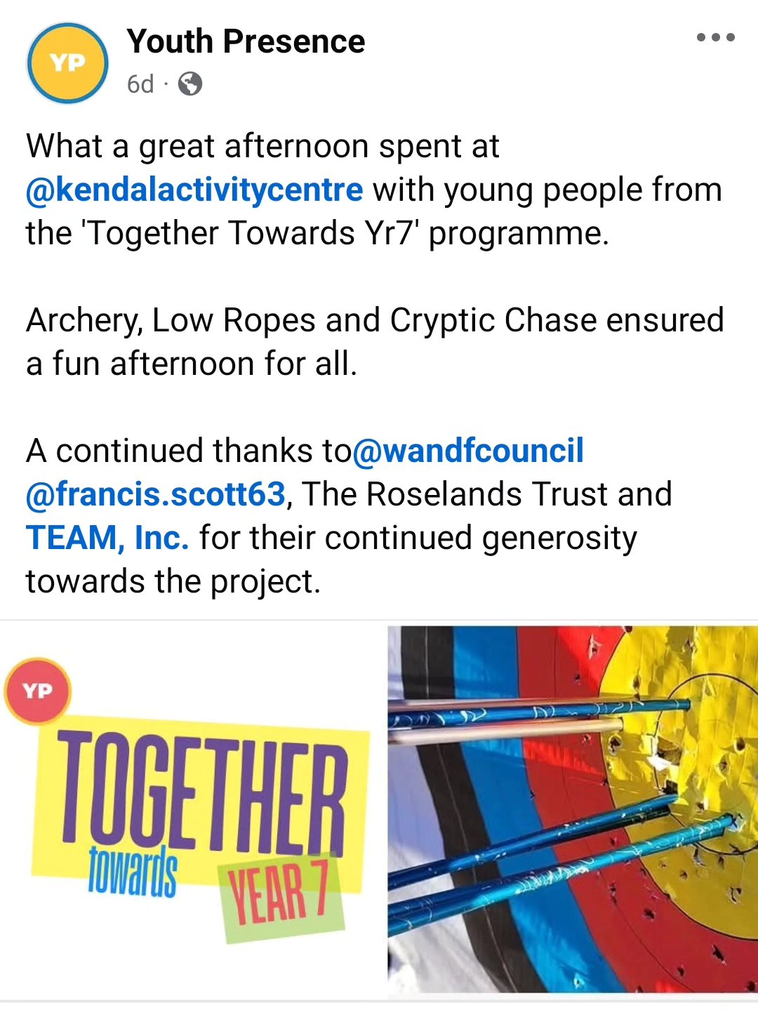 Last weekend was very busy for Kendal Activity Centre. Saturday we had a pack of cub scouts taking part in a day of high and low ropes on Sunday we hosted the amazing young people and staff from Youth Presence. They took part in 3 great activities, Low ropes, Archery and Cryptic Chase. Everyone left smiling after having an amazing time. Do you run a youth group and want to take part in some amazing activities with our kind, caring and experienced instructors?? If so why not get in touch and let us organise a day you won't forget.