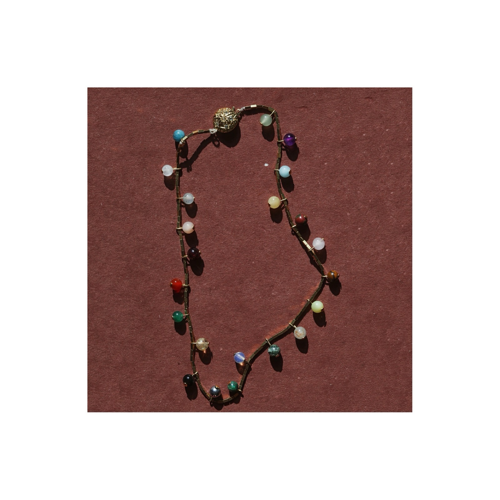 Gem Jam necklace 🍒🍇🫐🍓
An absolute handmade superhero’s piece made from different gemstone pendants: Rose Quartz, Moonstone, Opal, Onyx, Hematite, Amethyst, Citrine, Jade, Agate, Tiger Eye, Chalcedony, Emerald, Labradorite, Obsidian, Sunstone, Aventurine.
Each stone infused with unique power, this piece is a true symbol of power and style. 💎💥