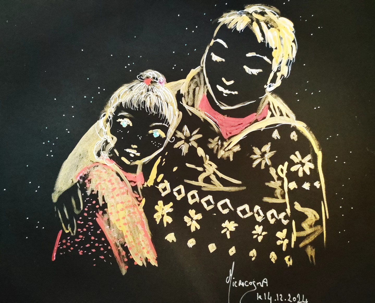 Portrait intuitif duo mère & fille, plein de tendresse !
Une pause câlin d'environ 20 minutes, le temps de les dessiner...
Merci à elles 💜
#portraitintuitif #portrait #merefille #tendresse #sketche #liveart #meettheartist #instantané #instaart #blackpaper #evenementiel #life