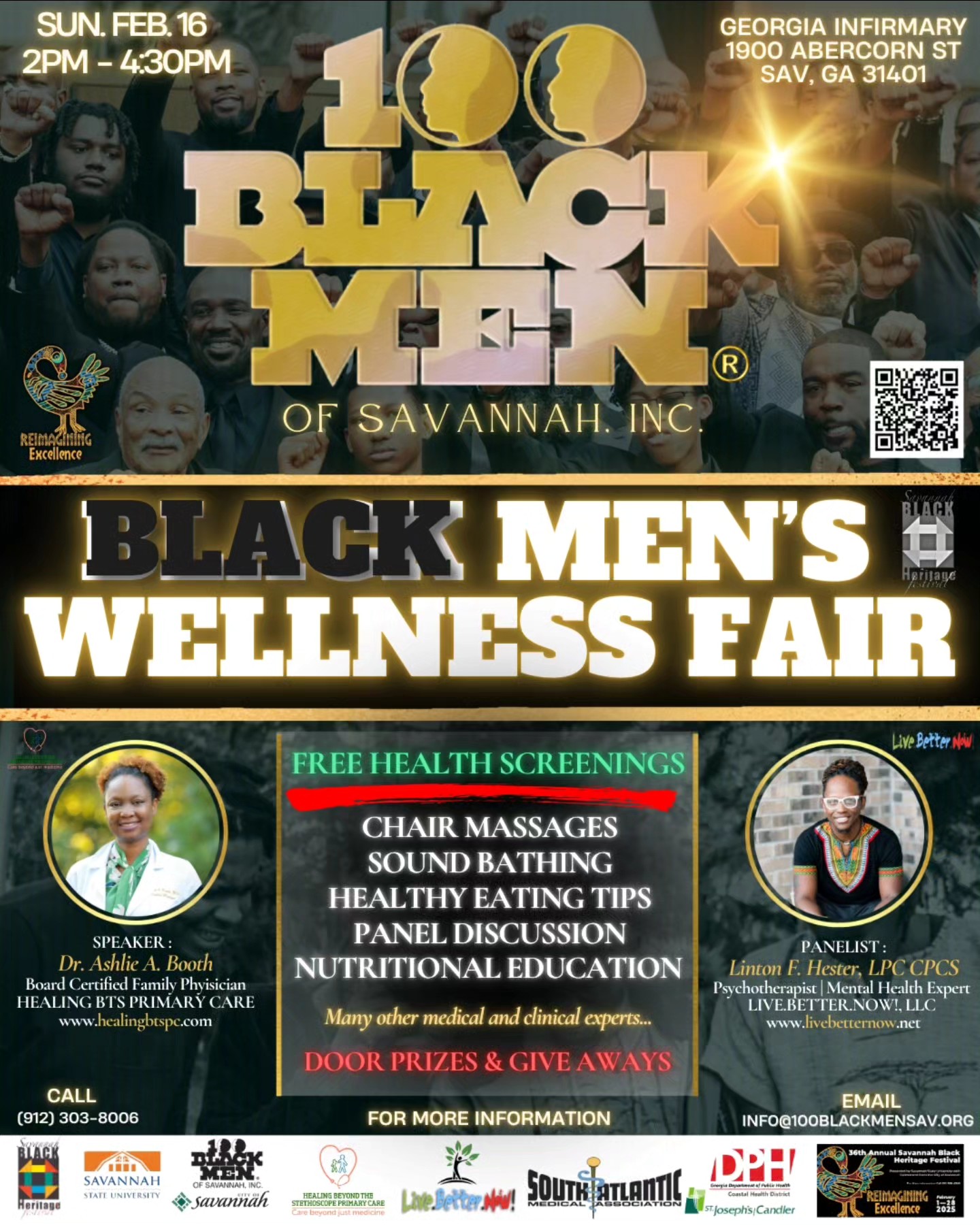 Men & Young Men!! Come join us at the WELLNESS FAIR hosted by @100_black_men_of_savannah as Medical and Clinicial Experts address and engage in topics that matter about Mental Health & Wellness. There will be FREE SCREENINGS, Discussions, Expert Insight, Questions asked and answered about YOU! #MentalHealth #Blackmen #Health #Therapy #BlackHealth #BlackDoctors #BlackHistoryMonth #BlackHeritage #BlackTherapist #DEI #BIPOC #BlackExcellence #BHM #LiveBetterNow