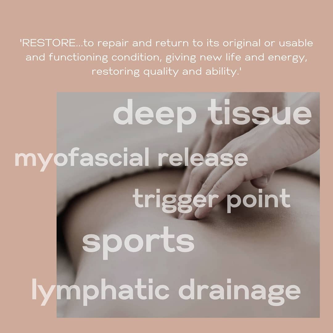 R E S T O R E
Avoid adding extra discomfort when you're stuck at home with an injury or aches + pains, with the convenience of an in home massage using techniques tailored to suit your condition.
- Deep Tissue Massage, Myofascial Release, Trigger Point Therapy, Sports Massage, Manual Lymphatic Drainage
#reviveandrestoremassage #massage #massagemelbourne #restore #deeptissuemassage #myofascialrelease
#triggerpoint #sportsmassage #lymphaticdrainage
