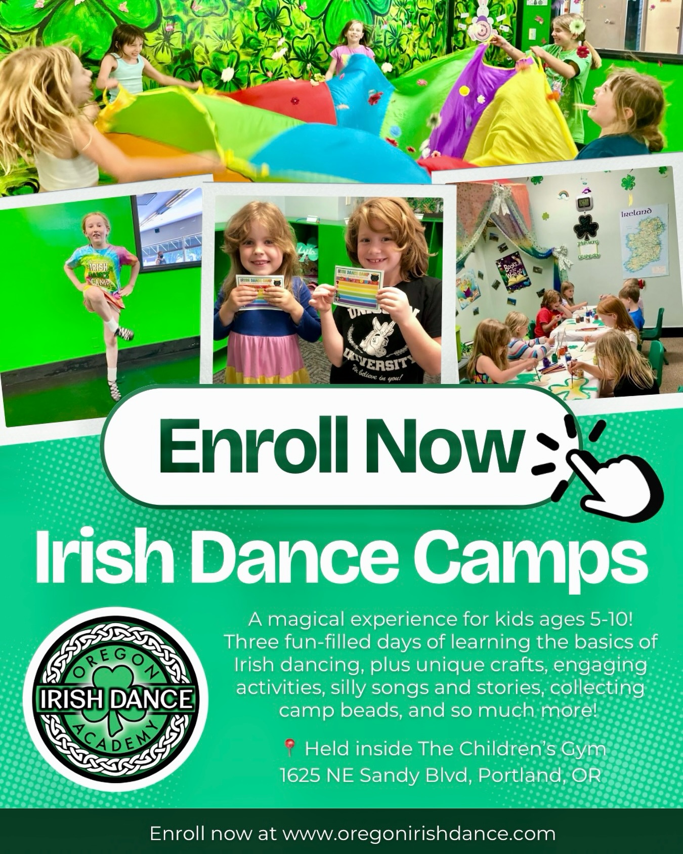 Enrollment is open now for Summer Irish Dance Camps 2026! ☀️ OIDA’s camps are designed for kids ages 5-10, especially those who are new to or interested in trying Irish dancing! 🇮🇪
No special dance shoes are needed, and there is no additional registration fee for our camps ✅
See all the summer camp info and enroll online at www.oregonirishdance.com ☘️
Does your child want to get dancing right now? They can! Visit our website to schedule their FREE trial Irish dance class anytime 🌟
#summercamp #dancecamp #irishdancing #noncompetitive #pdx