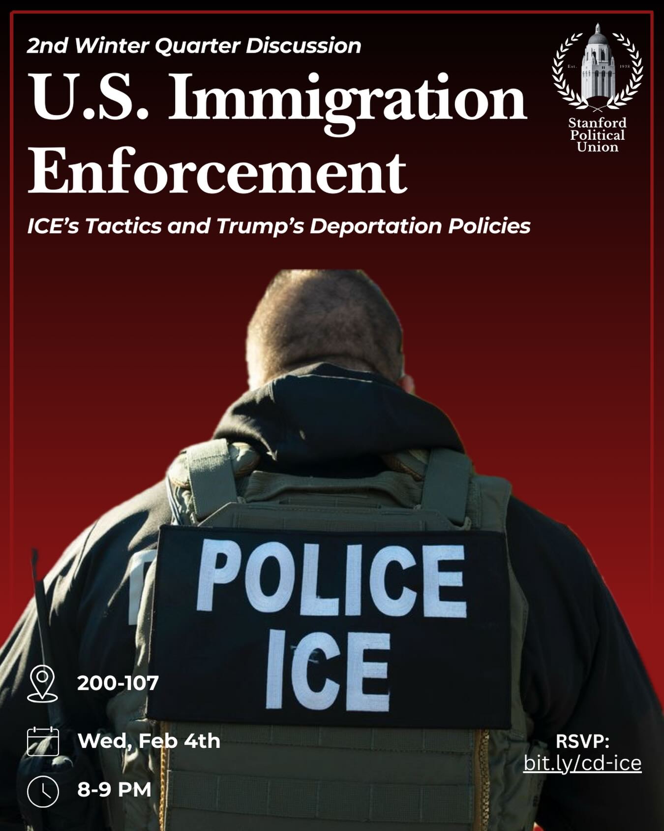 Join us tomorrow, February 4th at 8pm to discuss the role of Immigration & Customs Enforcement, and President Trump’s broader deportation strategy.
RSVP: bit.ly/cd-ice
