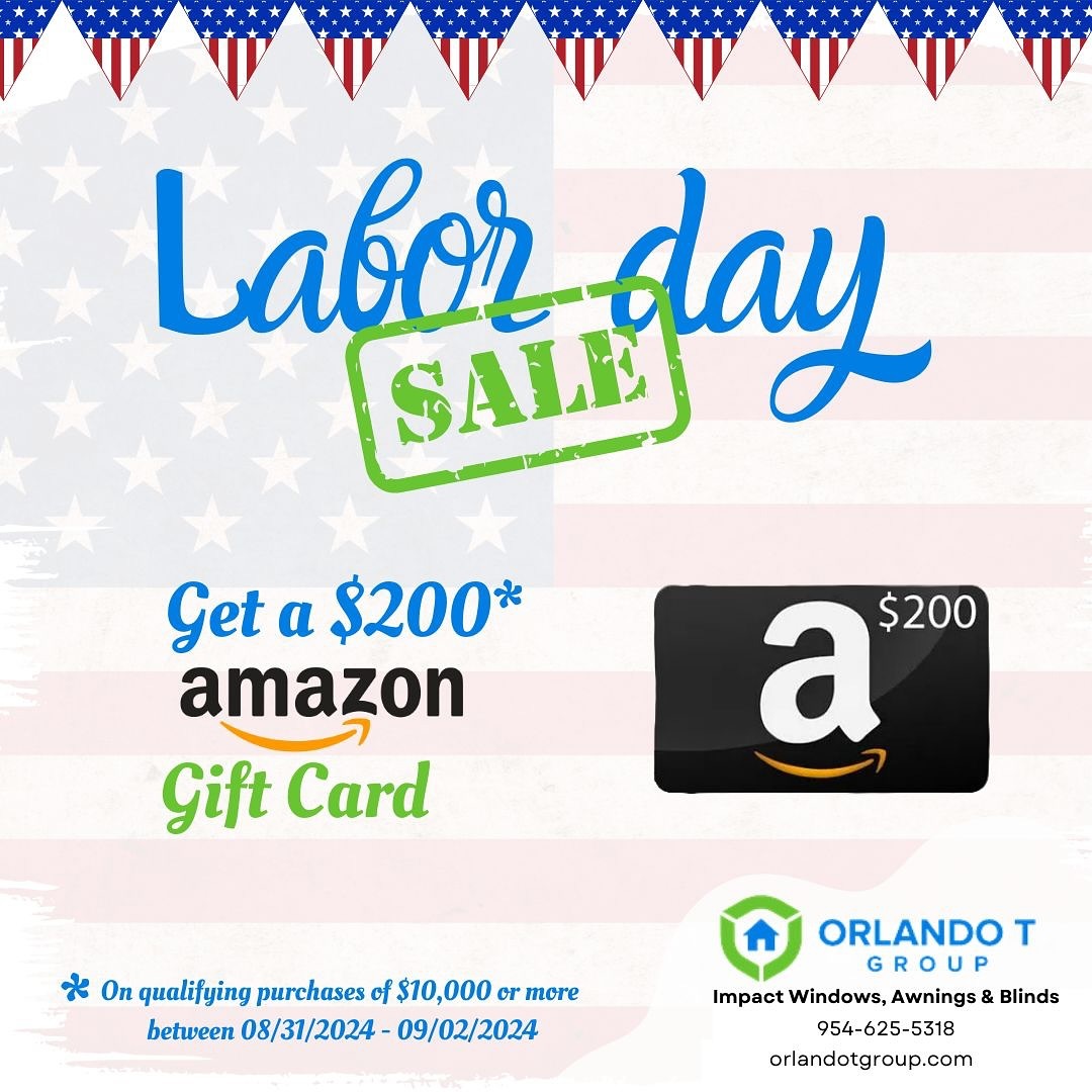 ๐ Labor Day Weekend Special! ๐
Get a $200 Amazon gift card when you spend over $10,000 on impact windows! ๐
๐
Hurry, offer ends soon!
๐ฒ DM us to book your spot.
#LaborDay #HomeUpgrade #impactwindows #LaborDayWeekend #SpecialOffer #HomeImprovement #ImpactWindowsDeal #AmazonGiftCard #HomeRenovation #UpgradeYourHome #LimitedTimeOffer #SaveBig #WindowReplacement #labordaysavings