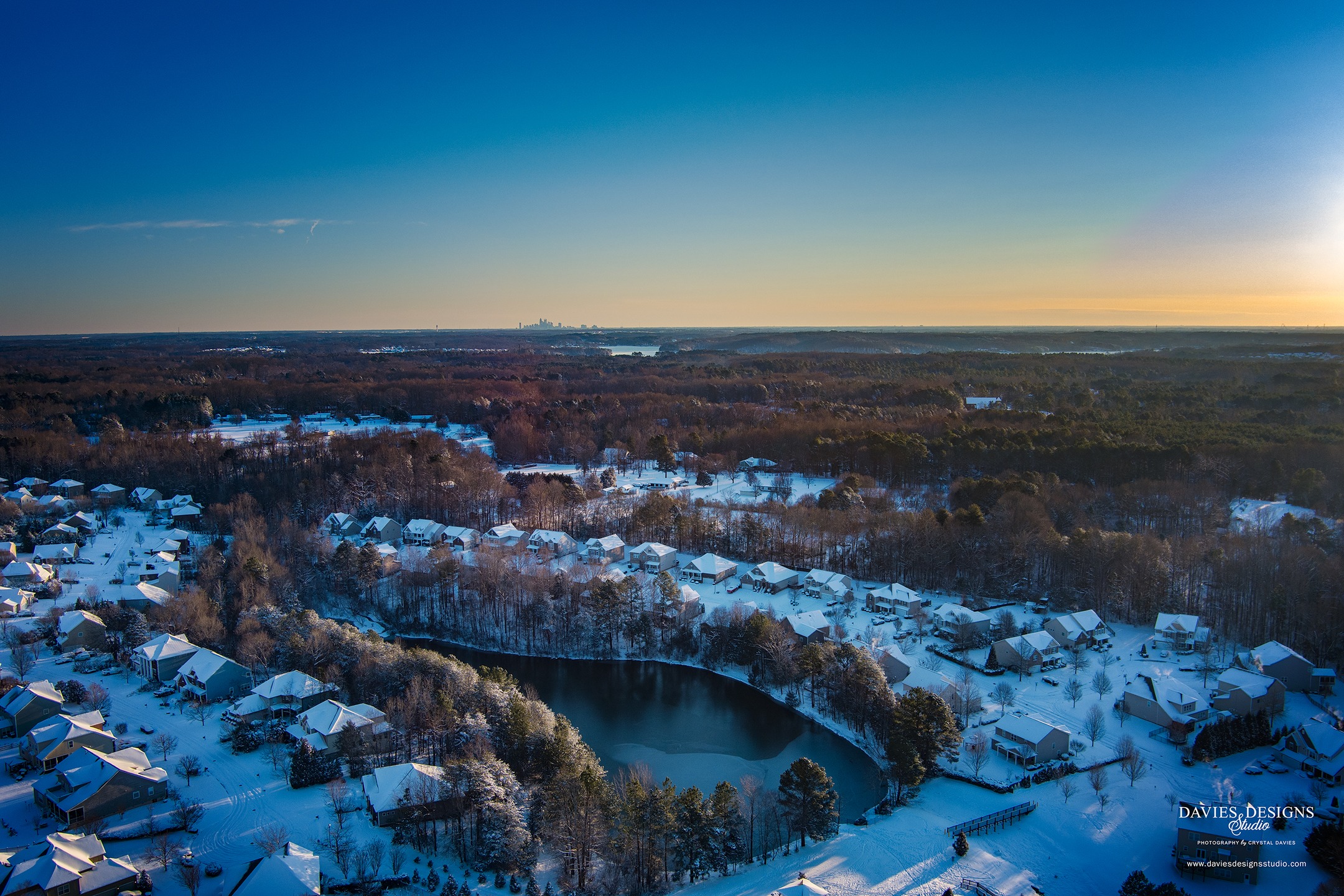 Snow Morning from Above ❄️ (Post 2)
Yesterday morning, we took the drone up around 7:45 a.m. to capture this rare South Carolina snow - from a whole new perspective. These images were all taken within about 40 minutes, and let’s just say… cold temps + drone batteries = a very fast lesson in winter flying. 😅
A few things that made this flight extra special:
• The air was so clear you can actually spot Charlotte in one of the shots
• The pond has more ice than it looks - beautiful, but deceptive
• The mountains in the distance never disappoint
• Snow + sunrise = absolute magic ✨
Flying at sunrise in conditions like this is not something we get to do often here, and we’re so glad we braved the cold to document it. South Carolina snow days don’t last long - so when they happen, we capture every second.
📸 Aerial photography by DAVIES DESIGNS STUDIO
Stay warm out there, friends 🤍❄️
@wxbrad @wcnctv @wsoctv @wbtv_news
#LakeWylie #LakeWylieSC #SouthCarolinaSnow #SCWeather #CarolinaWinter #CharlotteSkyline #UpstateSC #SnowDay #WinterWonderland #RareSnow #SnowInTheSouth #SouthernSnow #DronePhotography #AerialPhotography #FromAbove #DroneLife #AerialViews #DaviesDesignsStudio #CreativeStudio #VisualStorytelling #CapturedByDrone