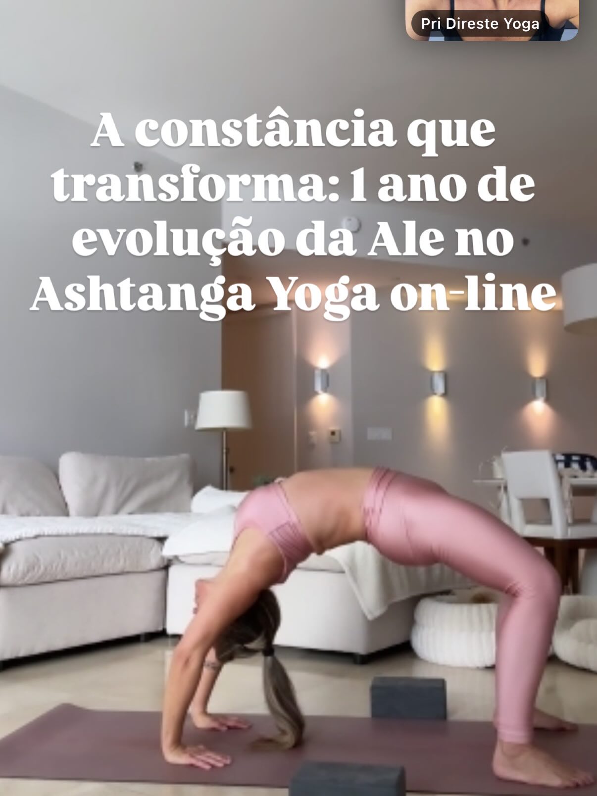 Ale @alebomeny querida, este post é para celebrar sua dedicação e amor pelo Yoga (Ashtanga). 🧘🏻♀️🌸
Estamos juntas há um ano no formato on-line e acompanho sua evolução semanalmente. Mais do que a mudança no corpo, vejo uma entrega linda, feita com paciência, constância e amor.
Mesmo quando o corpo está cansado ou o dia foi exaustivo, você se faz presente. No fundo, sabemos: depois da prática, a energia se renova, a vida ganha cor e o coração se acalma.
Parabéns e continue nessa jornada linda de autoconhecimento.
E se você quiser um acompanhamento individual e personalizado online. Me mande uma mensagem no WhatsApp que vou amar te ouvir!
Com amor, Pri