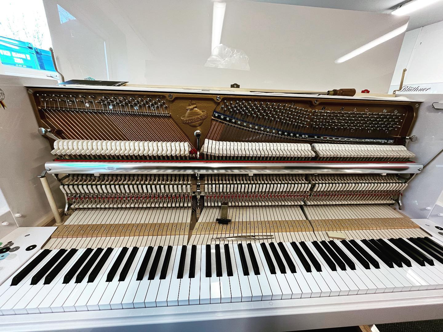 White Bluthner Model D. Rare spec!