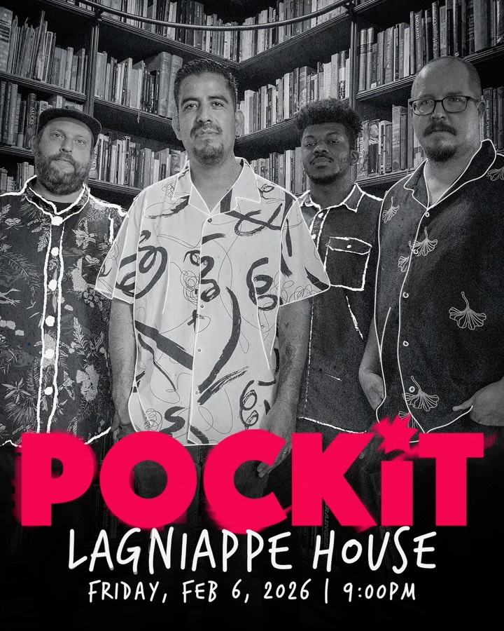 POCKiT 2026! 🔥
Back at Miami’s favorite live music spot, POCKiT + @robsmileymusic live at @lagniappe_house 🍷🎶
📅 Fri, Feb 6, 2026
⏰ 9PM to midnight
Funk-jazz vibes all night. We’re celebrating Moises’ 40-ish birthday…and yes, there will be a piñata. 🪅
📸: @andyvaldivia_
#POCKiTFUNK