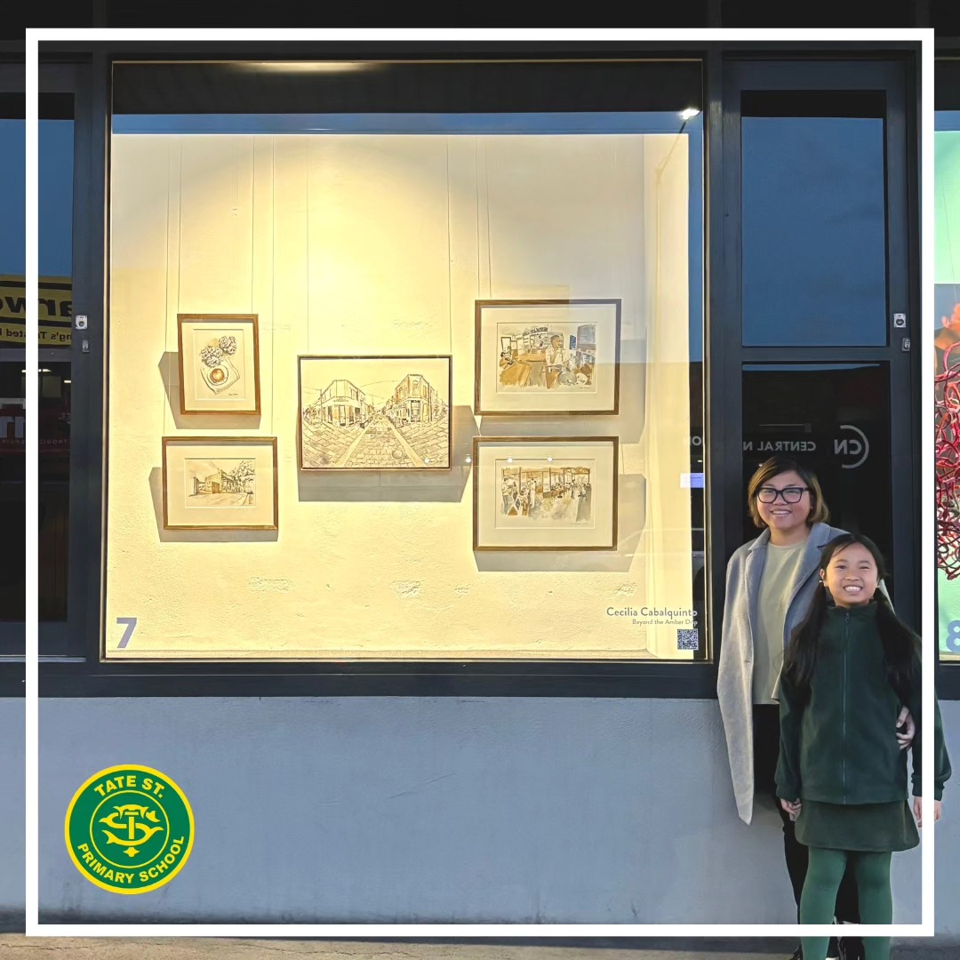 Ces Cabalquinto, a Tate Street PS parent and member of our School Council, has an exhibit in the Yarra Street Window Gallery, located along Yarra St by the Market Square windows. The exhibit, running until mid September, celebrates creativity in the heart of our city as a UNESCO City of Design.
Ces' exhibit revolves around 'coffee art', artworks painted with coffee! If you are in the town this weekend, stop by and check out this, and all of the other, amazing artwork!