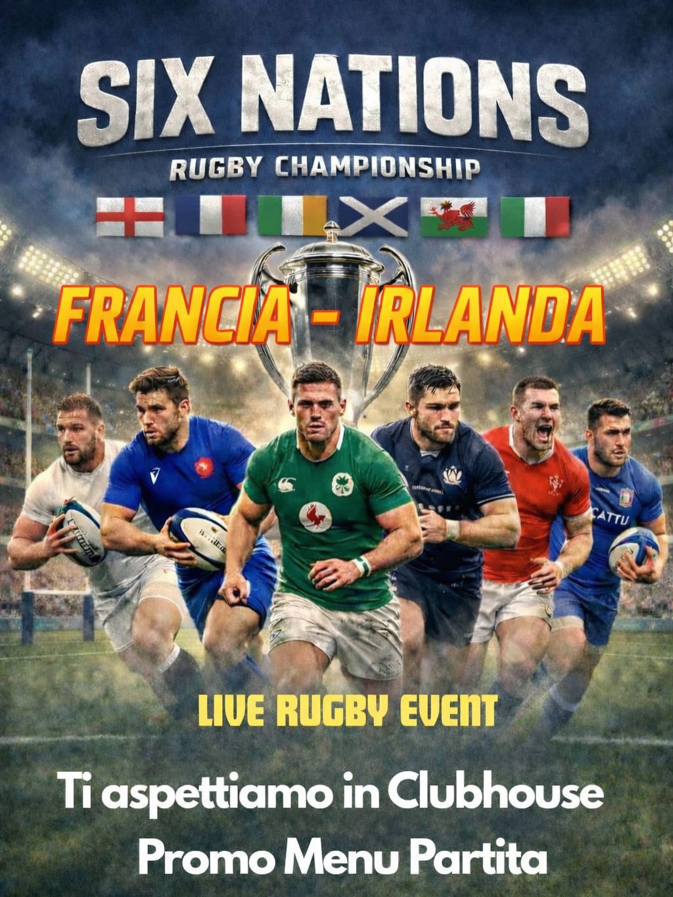Giovedì 5 febbraio vieni in club house a guardare insieme a noi Francia - Irlanda
Promo partita 👇🏼
- Doublecheeseburger + Tuborg media 10€
- Patatine fritte + Tuborg media 5€
- Tubor boccale litro 7€
.
.
.
#seinazioni #sixnations #custorinorugby #albonico #cusclubhouse