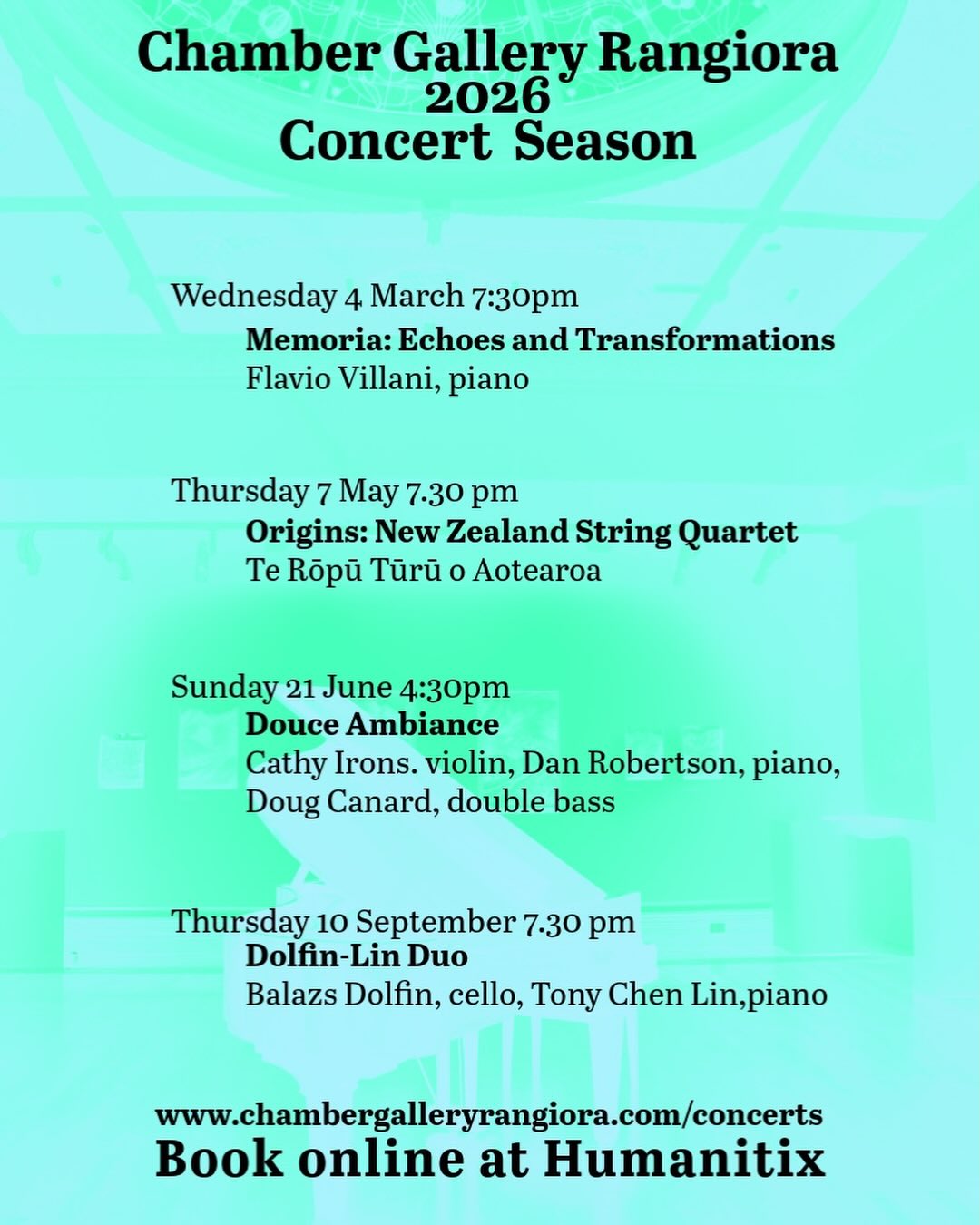 Mark your calendar- it’s going to be a spectacular year #artswaimakariri #chambergalleryrangioraconcertseries @ghibli84 @newzealandstringquartet