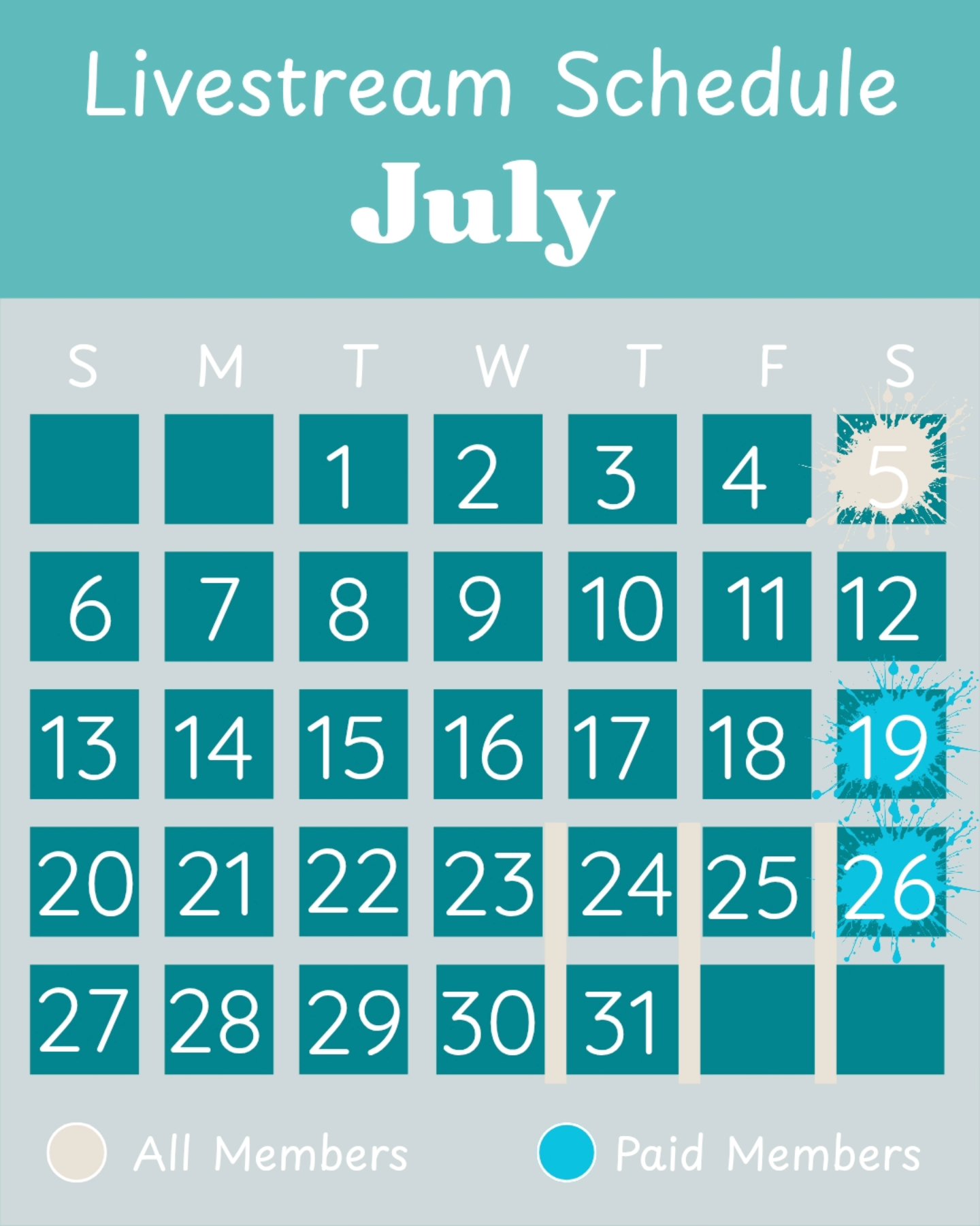 ✨️🎥 July Livestream Schedule is here!
This month, we’ll paint the new Book Nooks collection together during livestreams. Mark your calendars!
🗓️ Dates + times below and on Patreon for all members.
Saturday, July 5th @ 10 AM. CST. (Open to all!)
Saturday, July 19th @ 8AM. CST
Saturday, July 26th @ 8 AM. CST