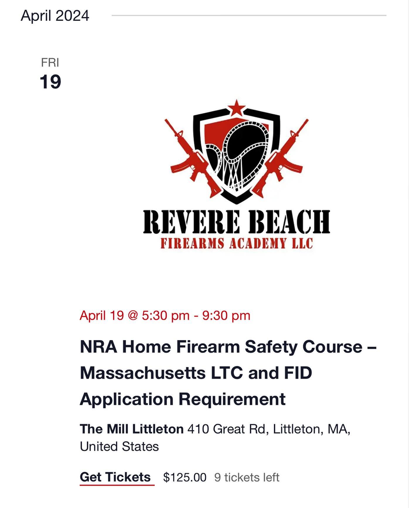 Massachusetts LTC and FID prerequisite class being held this Friday. Seats still available. DM for more information.