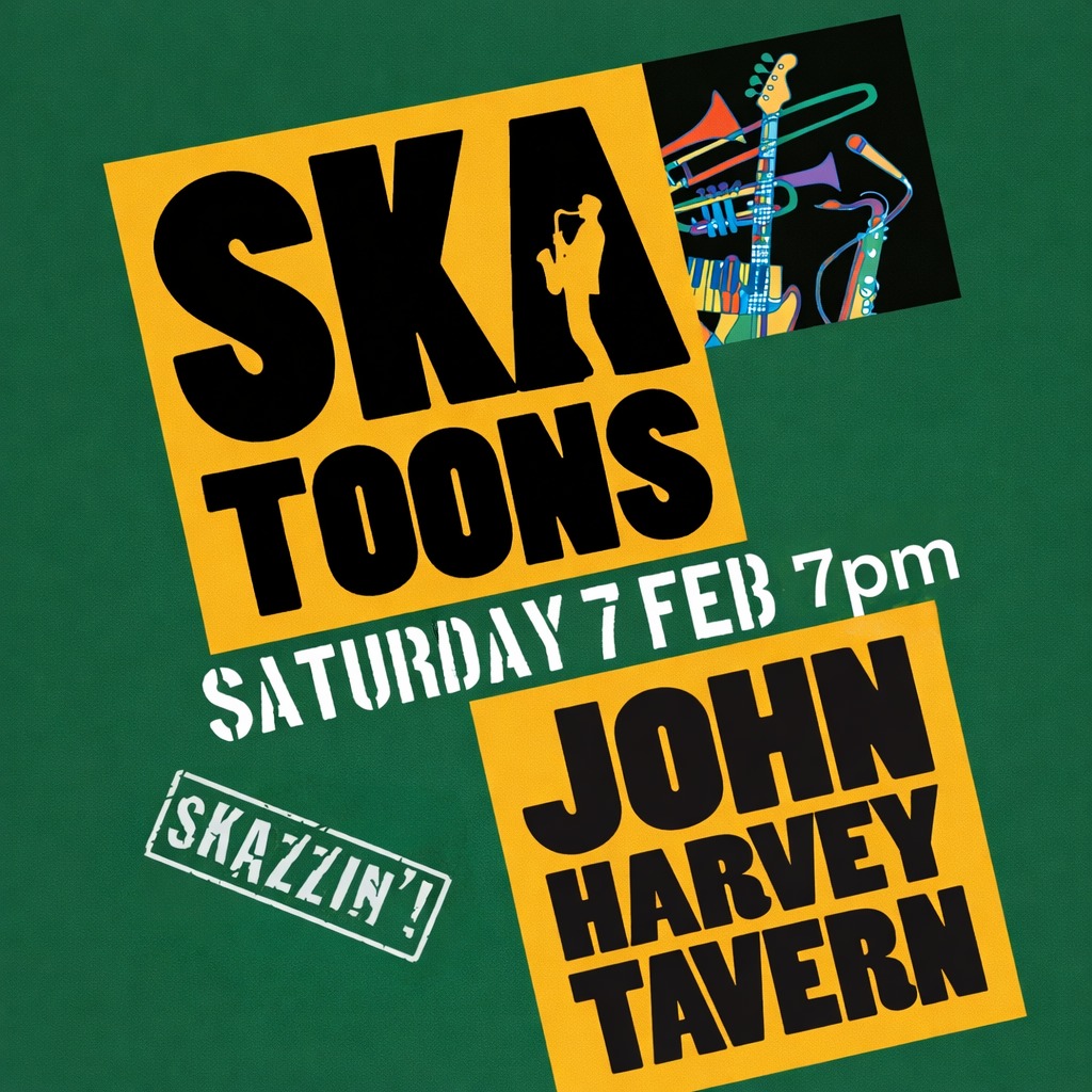 Live this Saturday from 7pm will be the incredible SKATOONS! An absolute Lewes favourite and a staple in the John Harvey's yearly schedule.
Table reservations now open so drop us a line on 01273 479 880